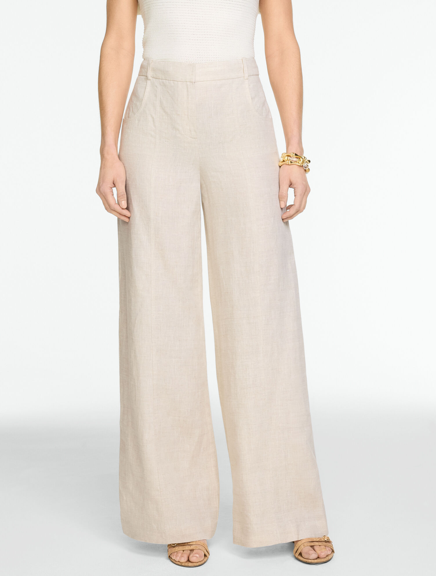 Classic Linen Wide Leg Trousers