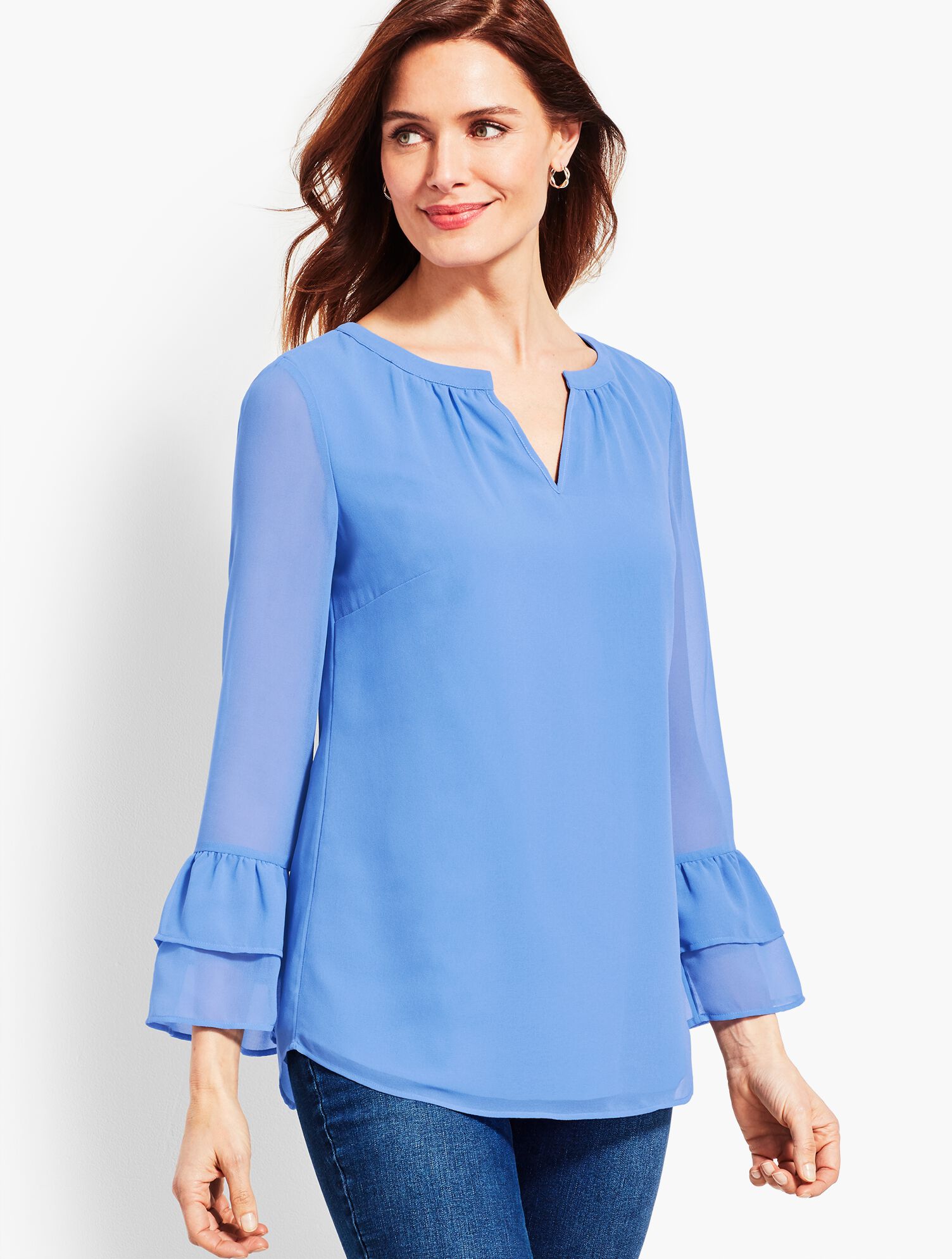 Split Neckline Popover Shirt