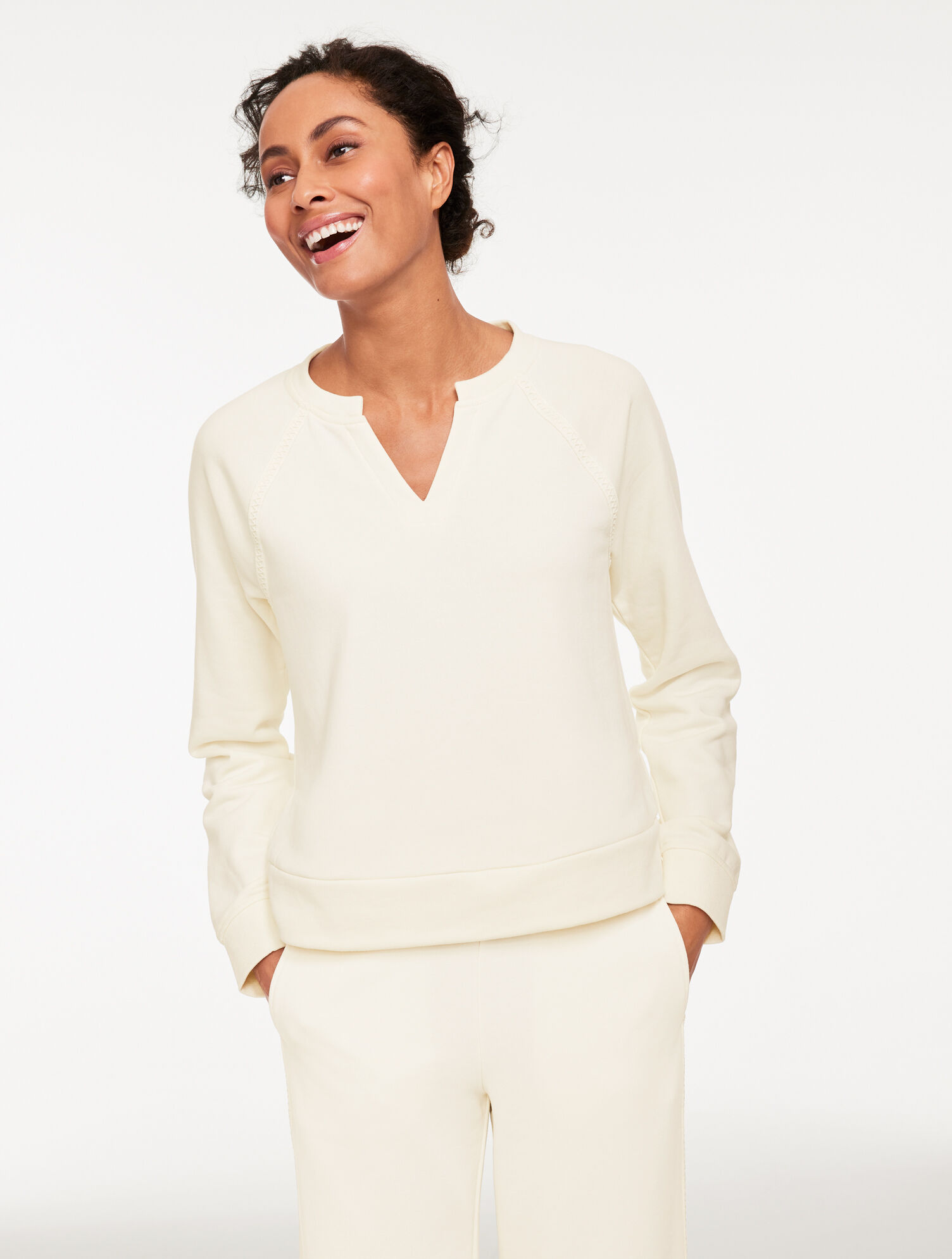 Cozy French Terry Sweatshirt - Picot Trim