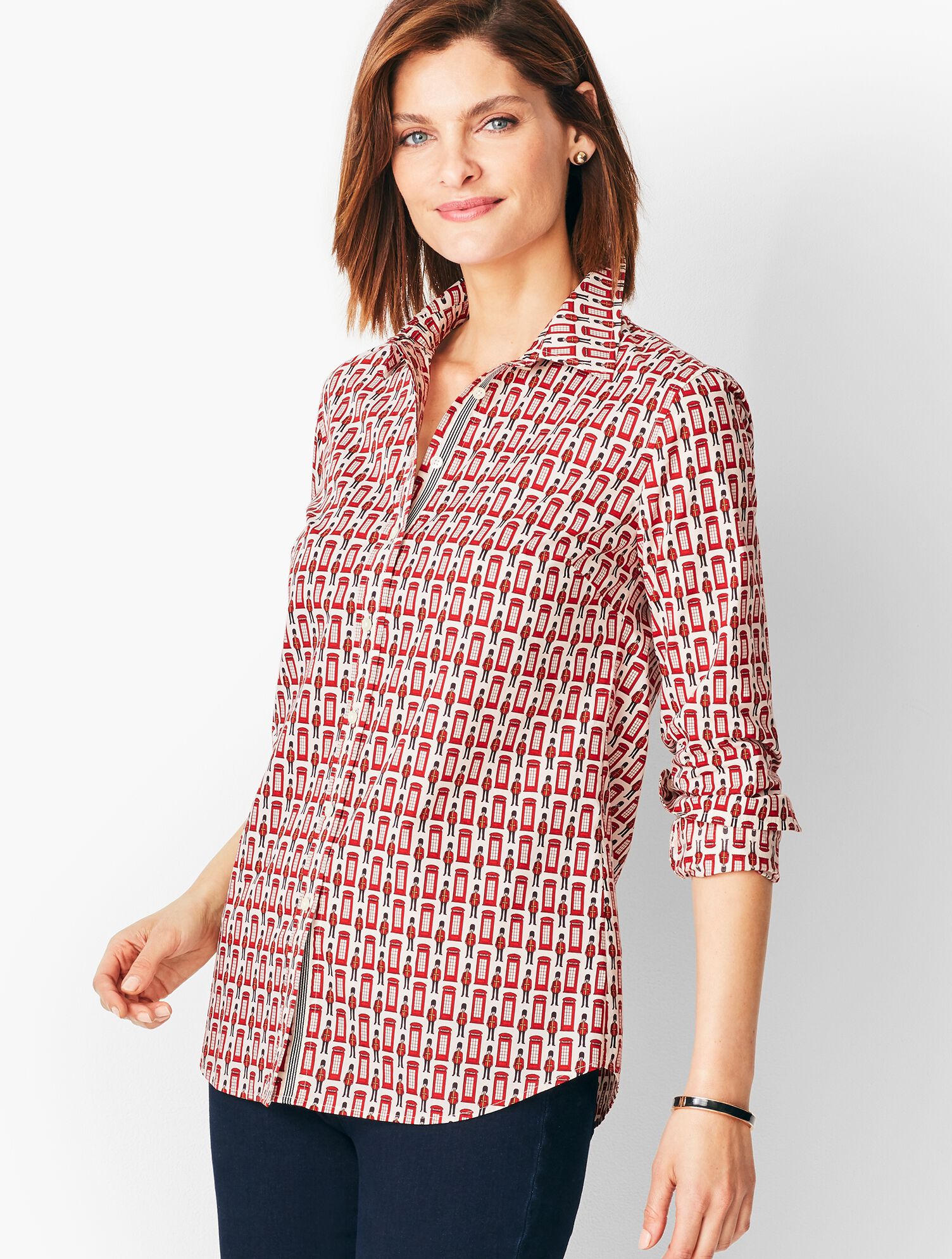 Classic Cotton Shirt - Phone Box Print
