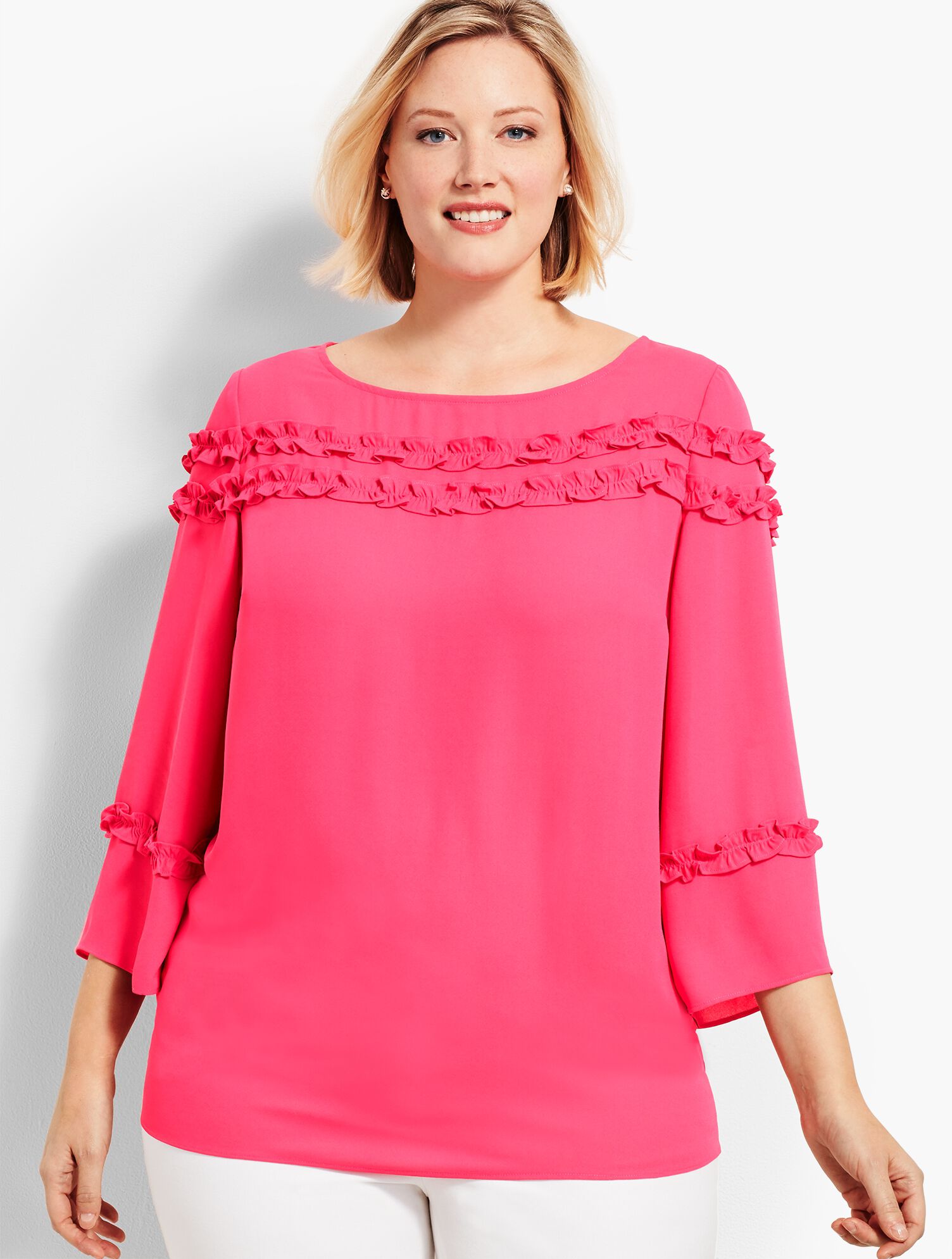 Shirred Ruffle Top - Solid