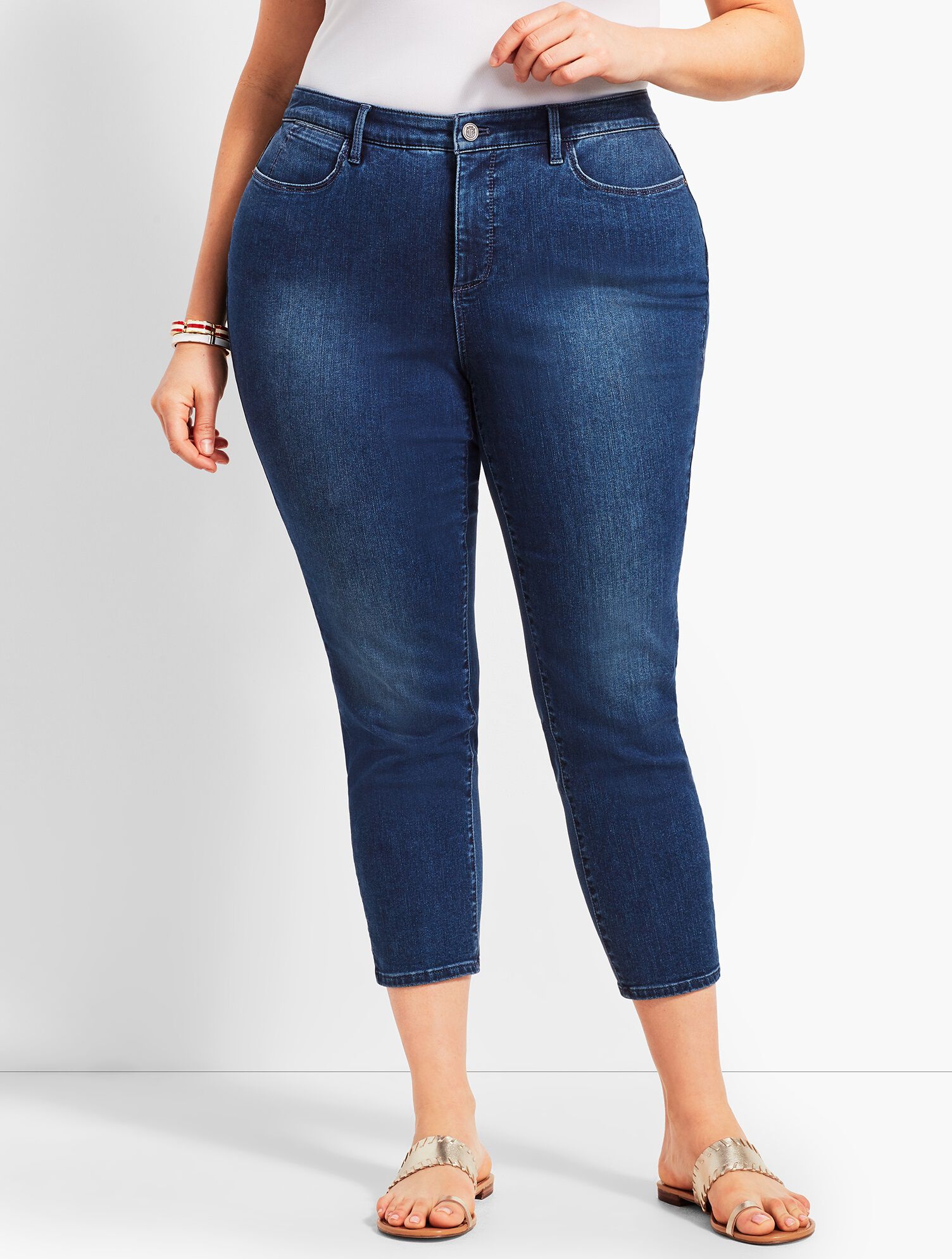 Woman Exclusive Blue Diamond Wash Denim Crop Jegging - Curvy Fit
