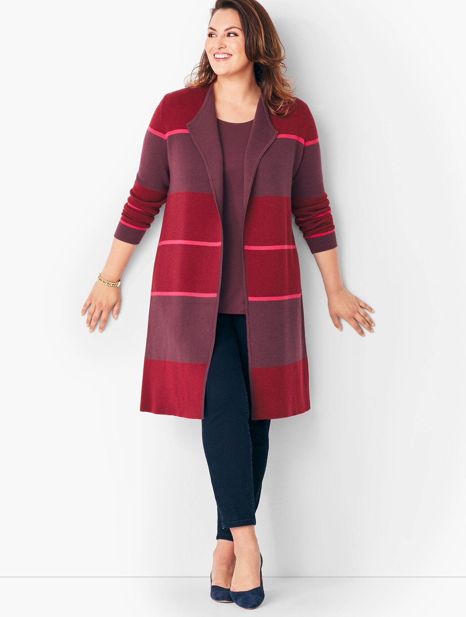 Stripe Merino Double-Face Duster