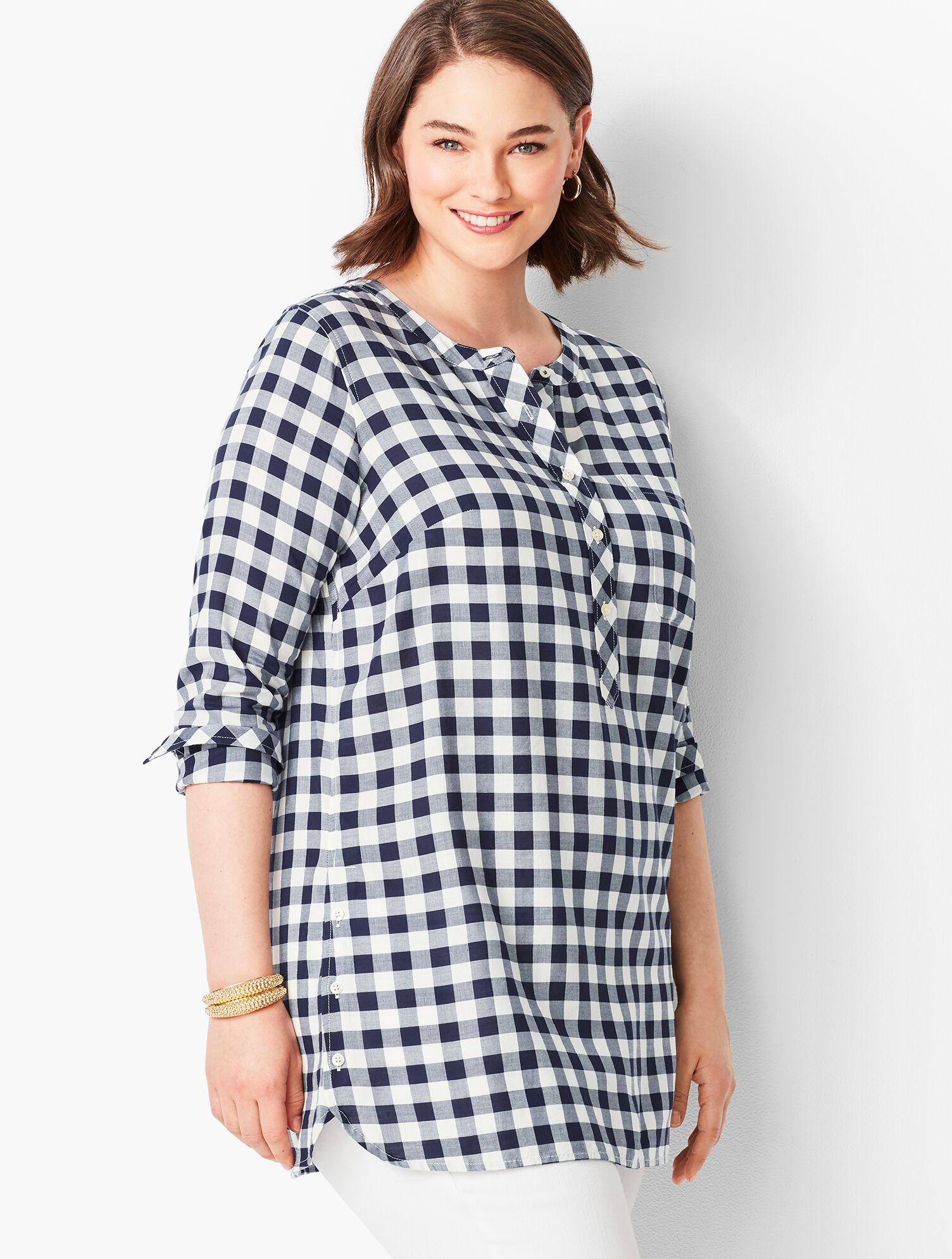 Cotton Band-Collar Top