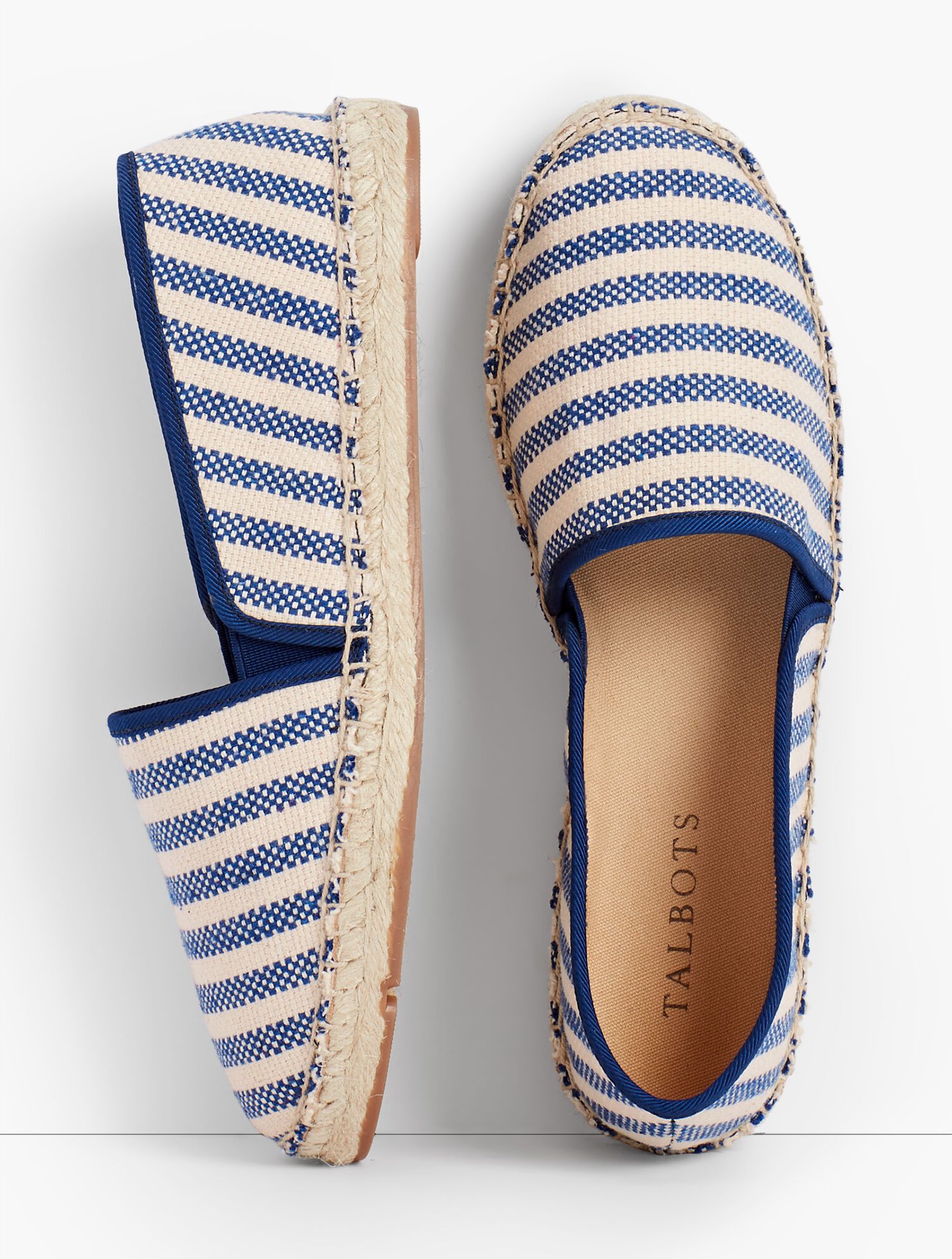 Izzy Canvas Espadrilles-Blue &amp; Natural Stripe