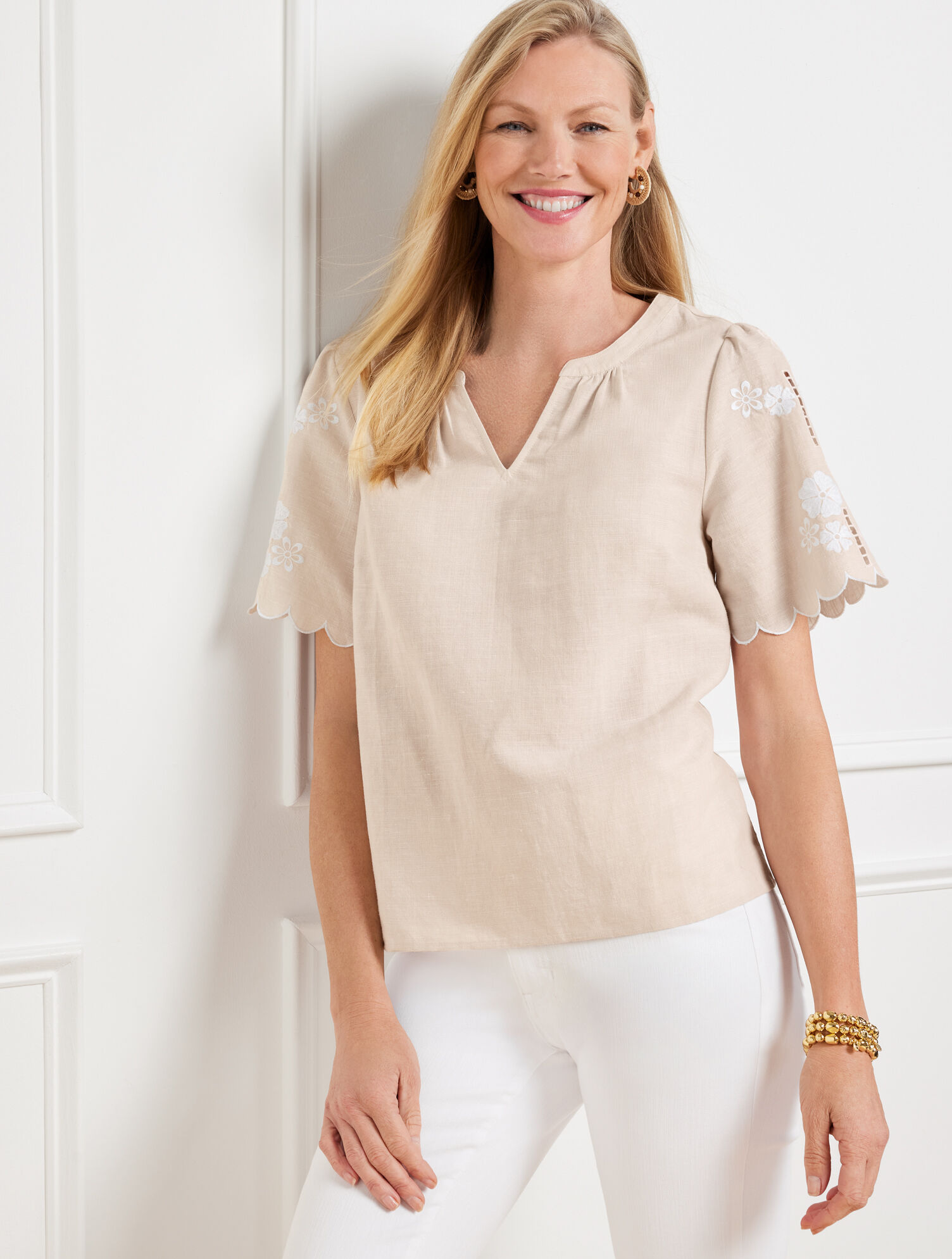Embroidered Linen Cotton Top