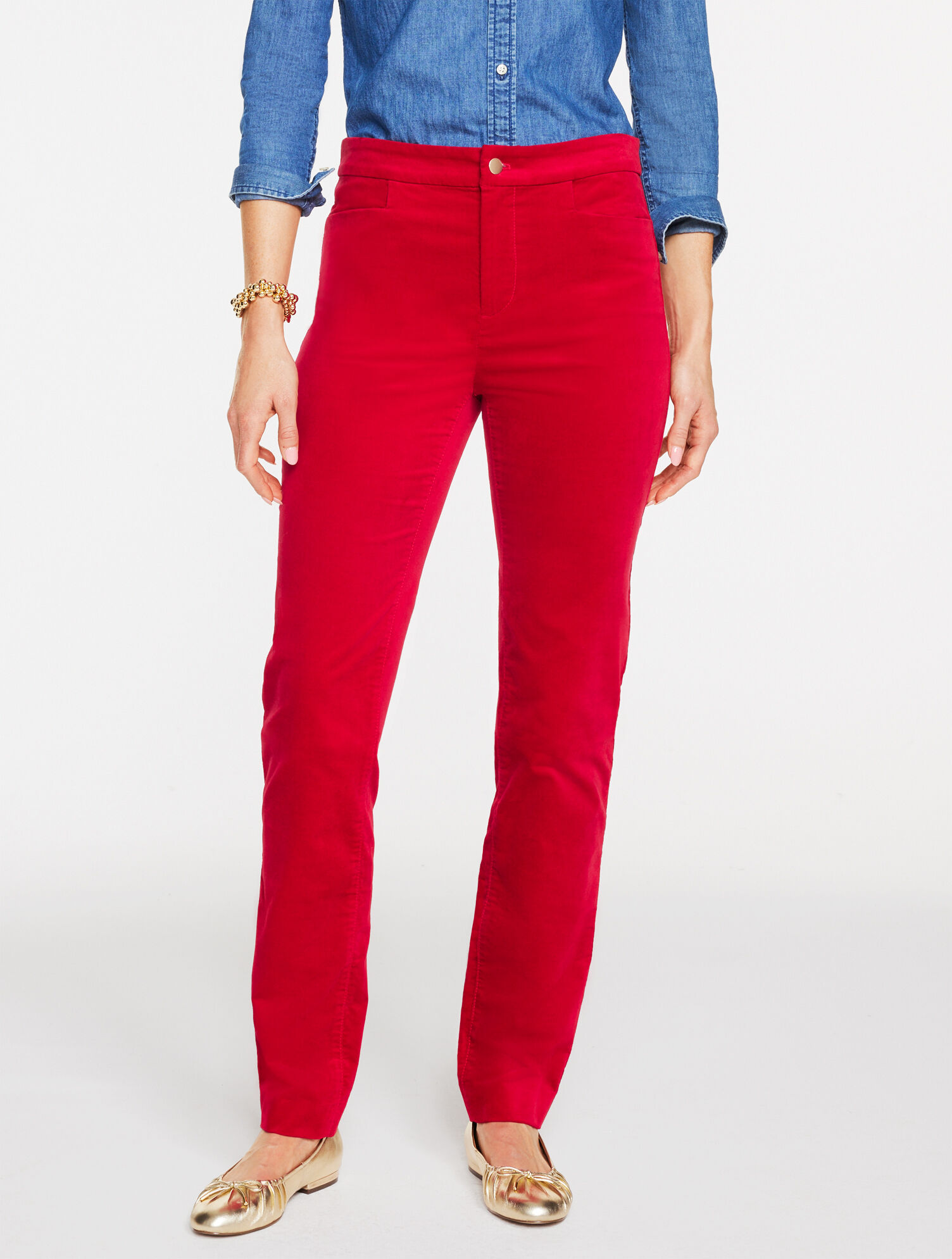Straight Leg Stretch Velveteen Pants