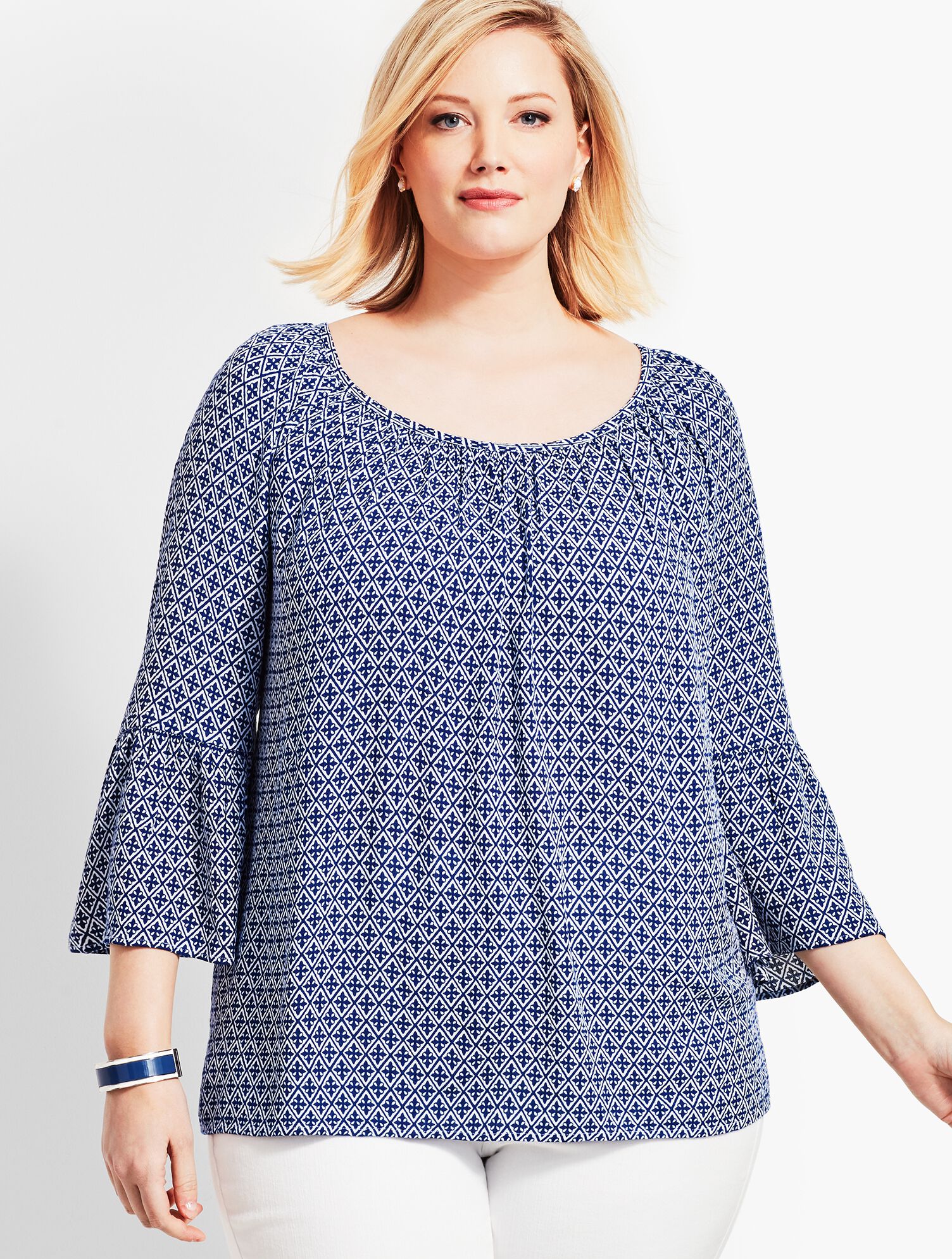Woman Exclusive Lightweight Gauze Tunic-Diamond Geo