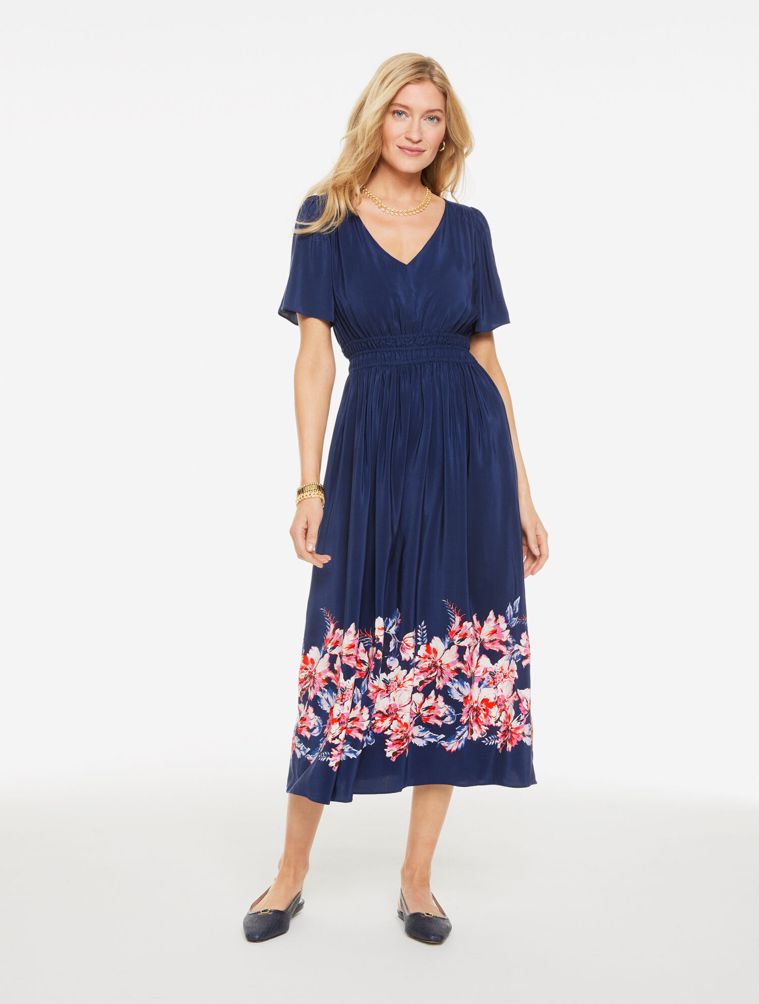 Fit &amp; Flare Dress - Foliage Border