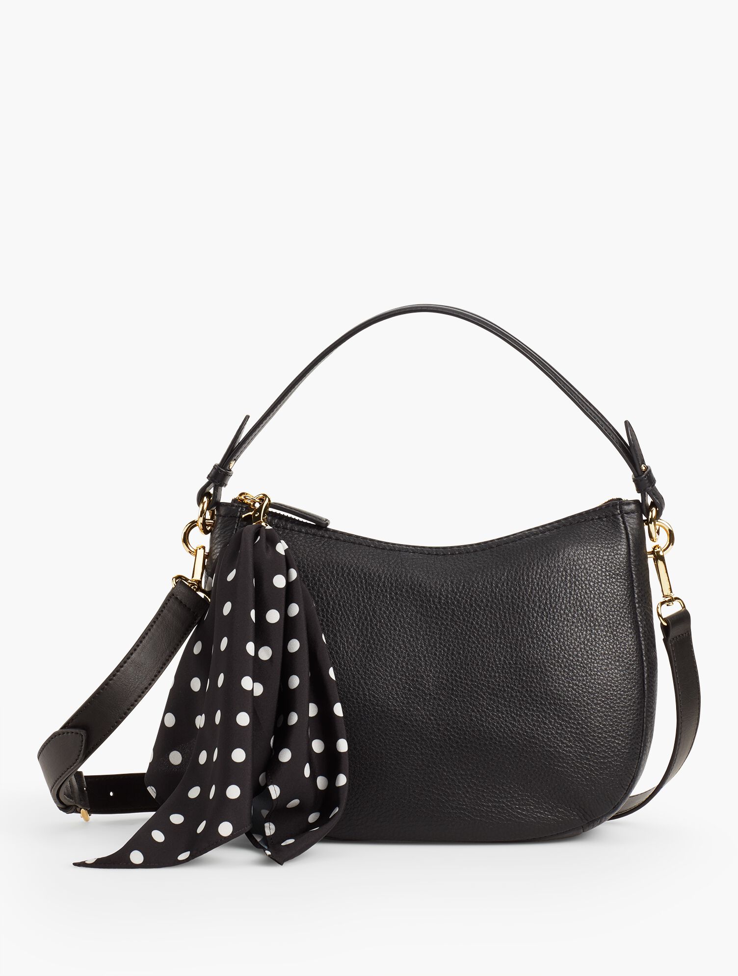 Textured Leather Hobo with Scarf