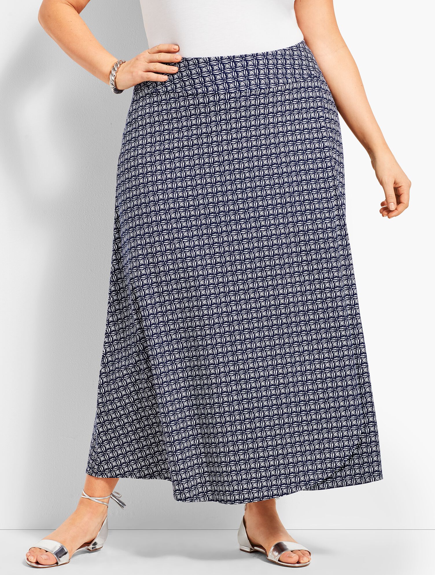 Casual Jersey Maxi Skirt - Faded Geo
