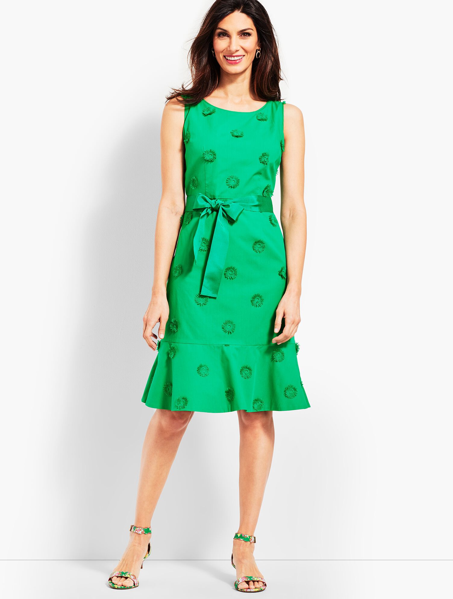 Flower Applique Fit-and-Flare Dress