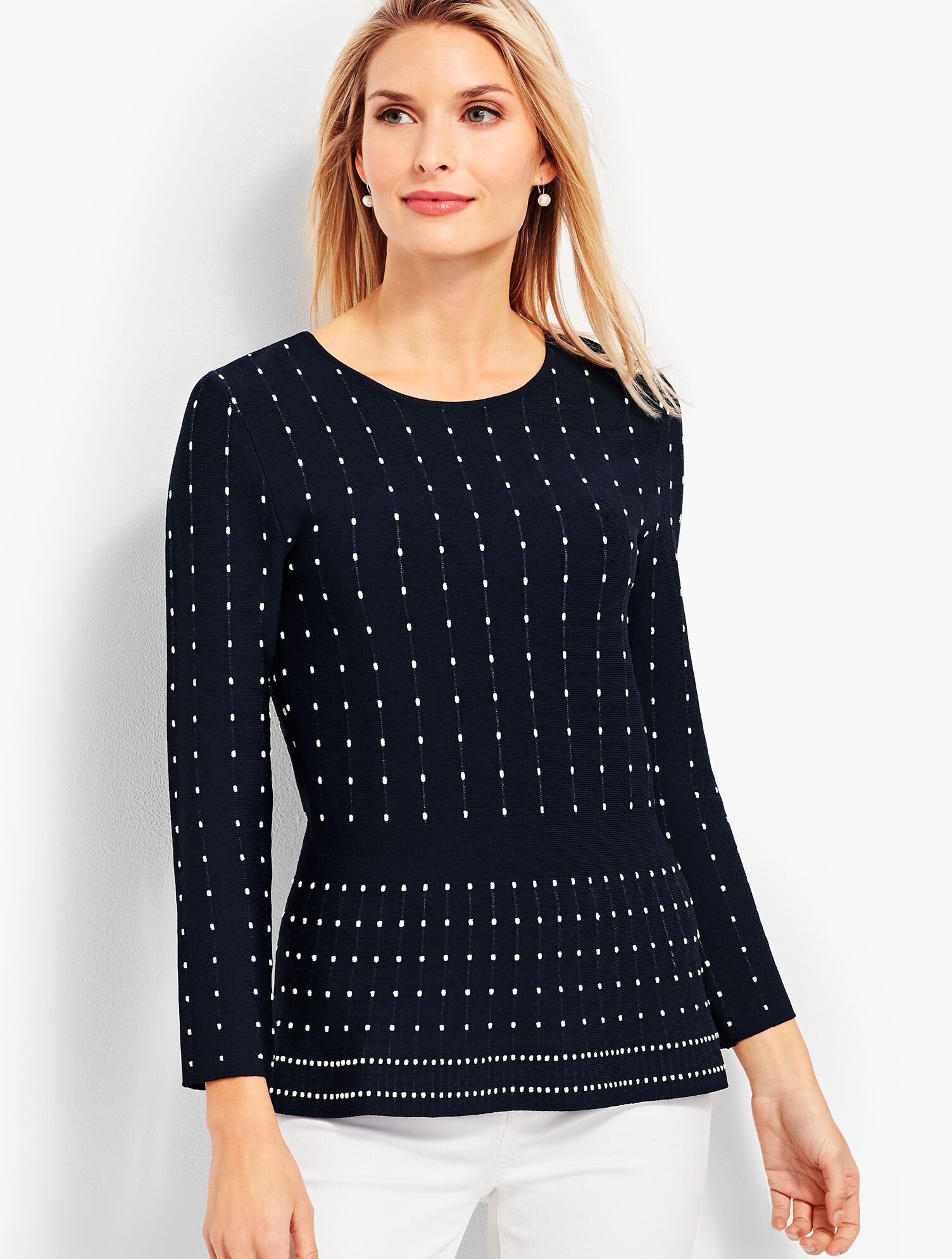 Jacquard Dot Peplum Topper