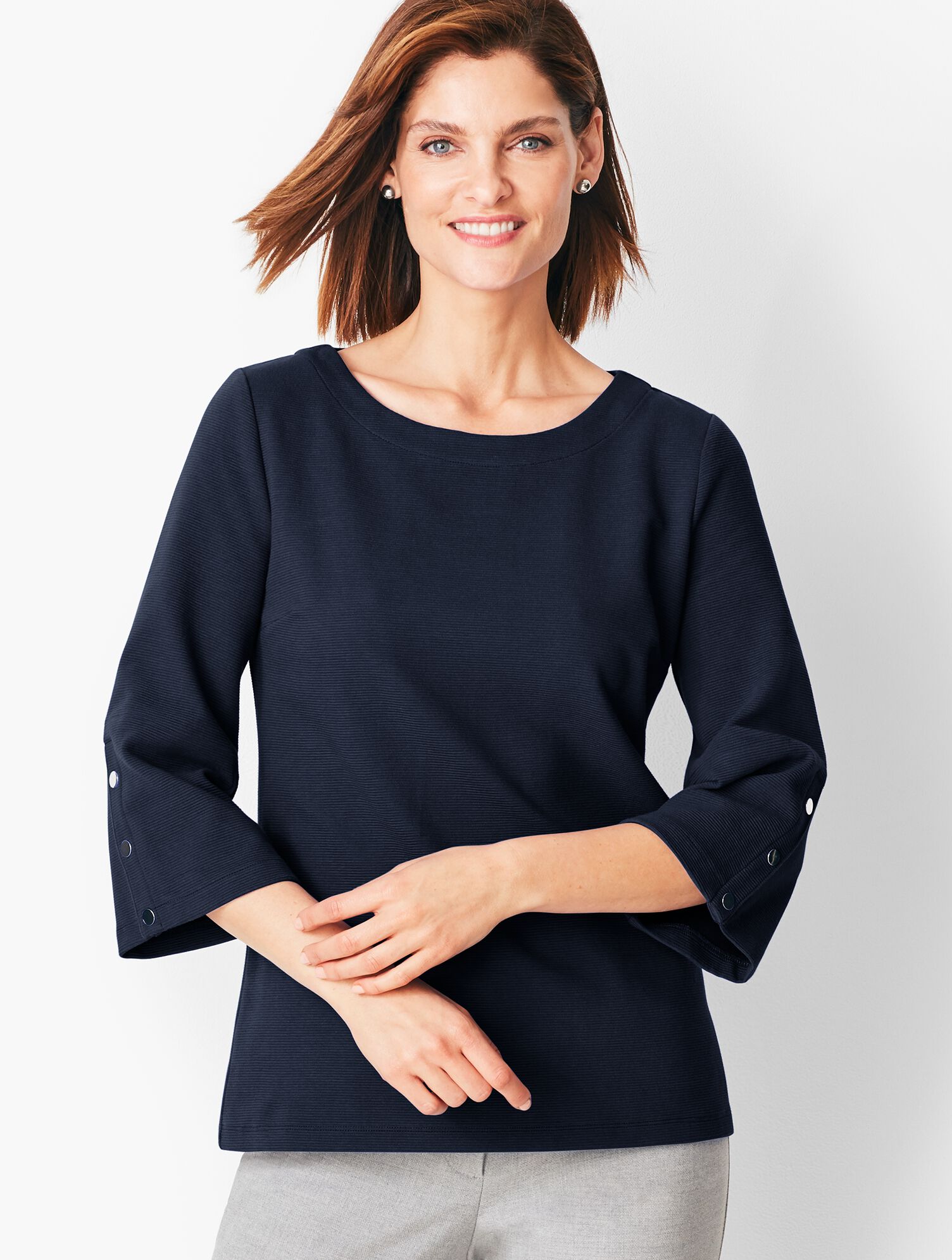 Bateau-Neck Knit Top - Solid