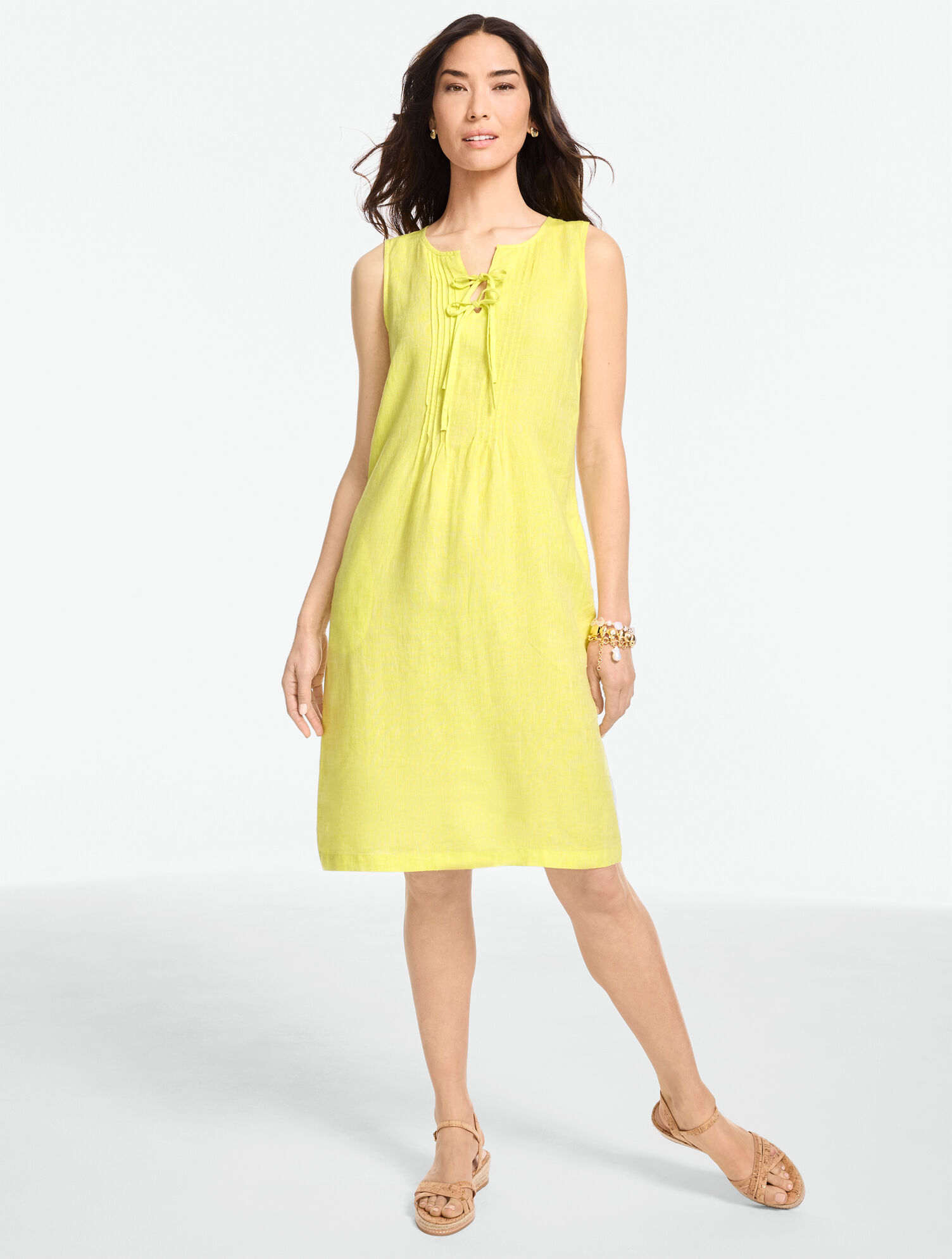 Linen Pintuck Shift Dress