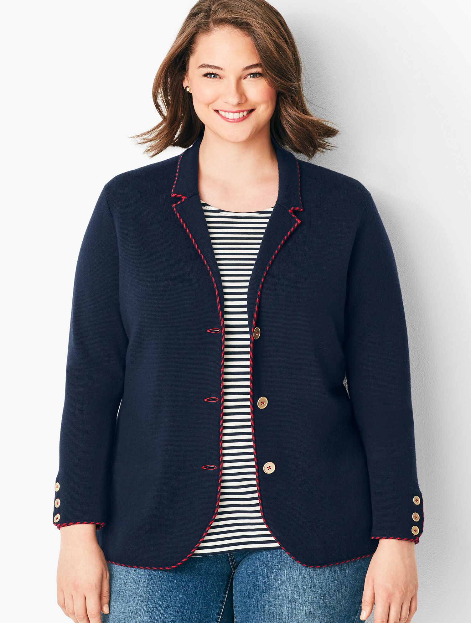 Plus Size Tipped Merino Blazer