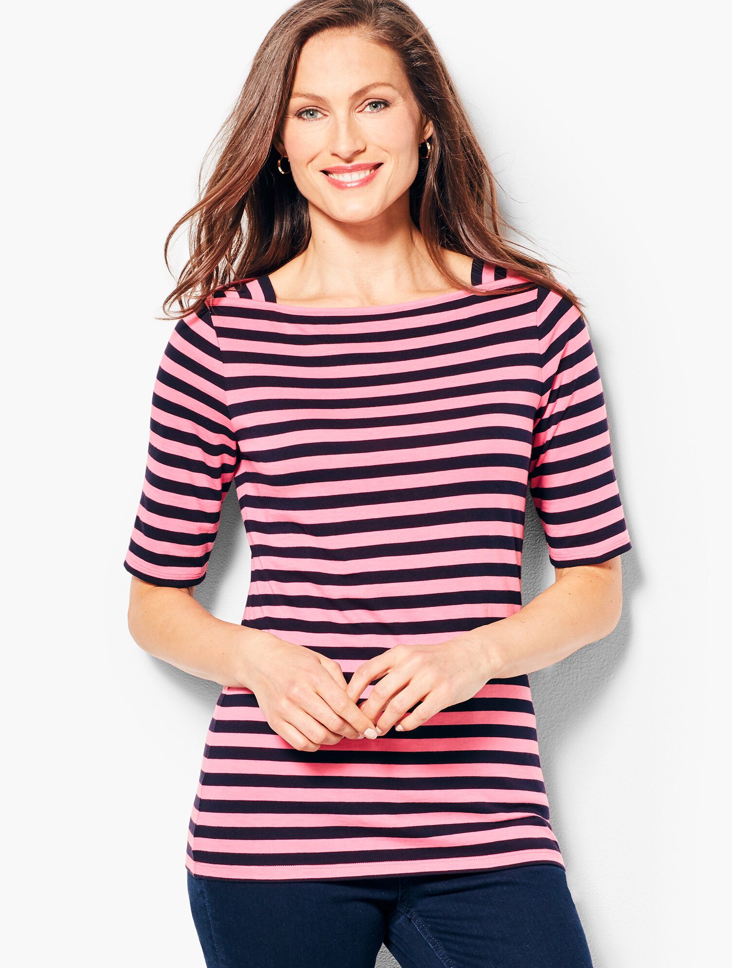 Envelope-Neck Tee - Stripe
