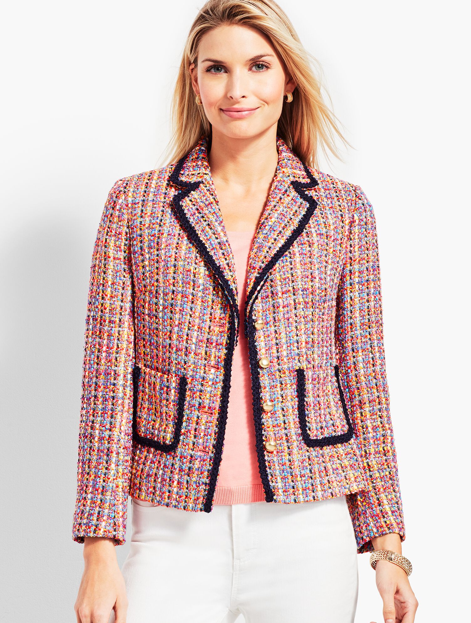 Tweed Contrast-Trim Jacket