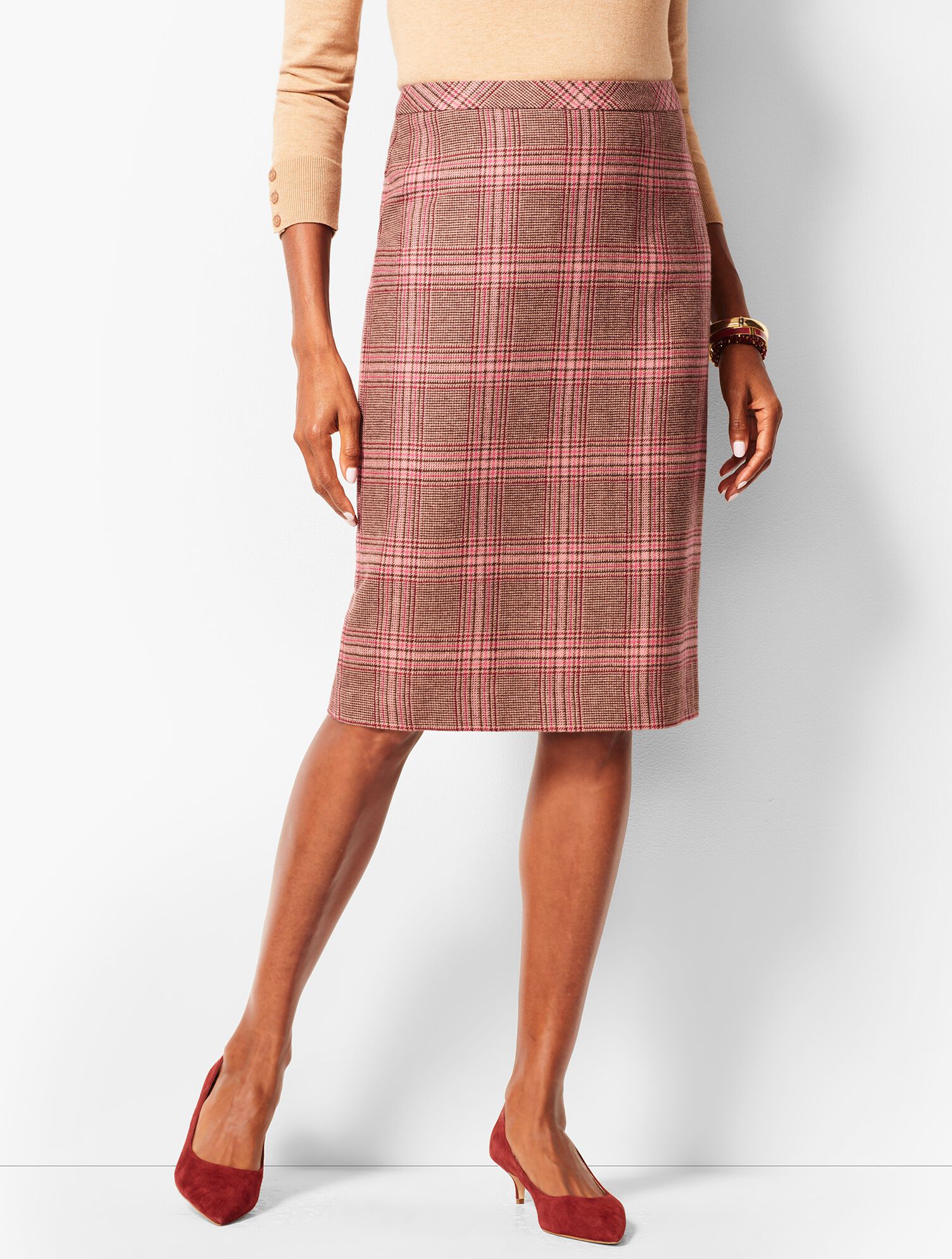 Glen Plaid Pencil Skirt