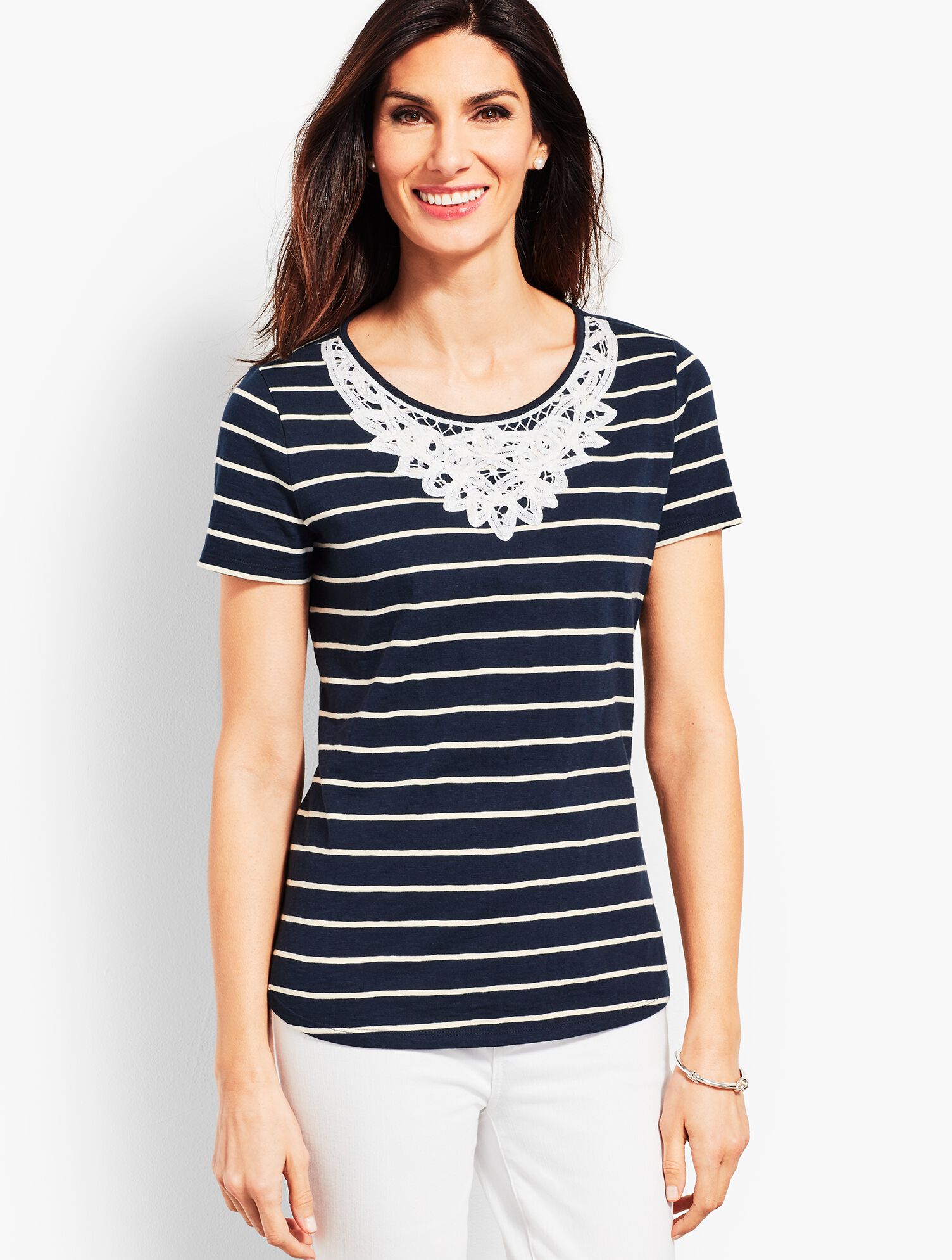 Battenburg Lace Tee - Stripe