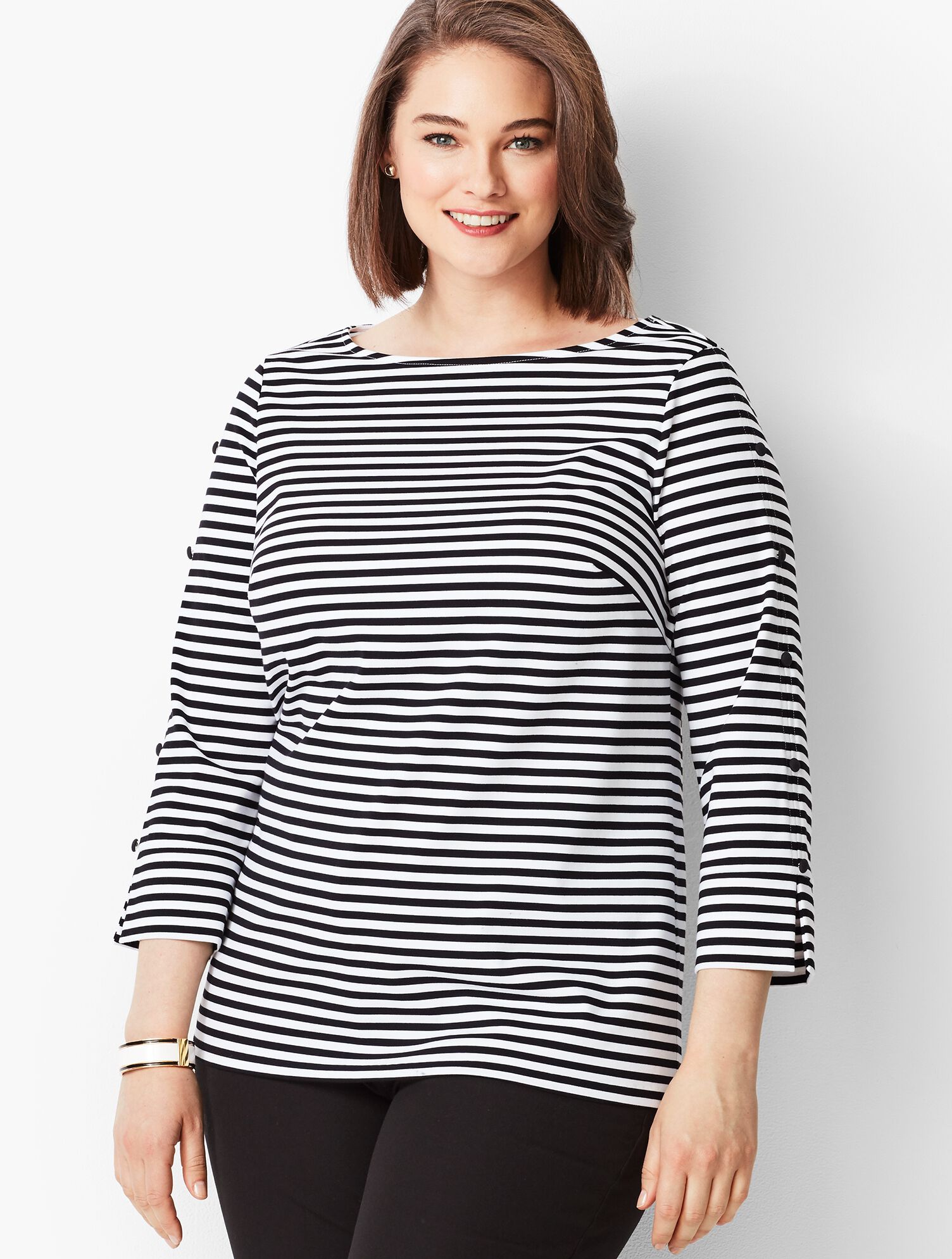 Slit-Sleeve Tee - Stripe