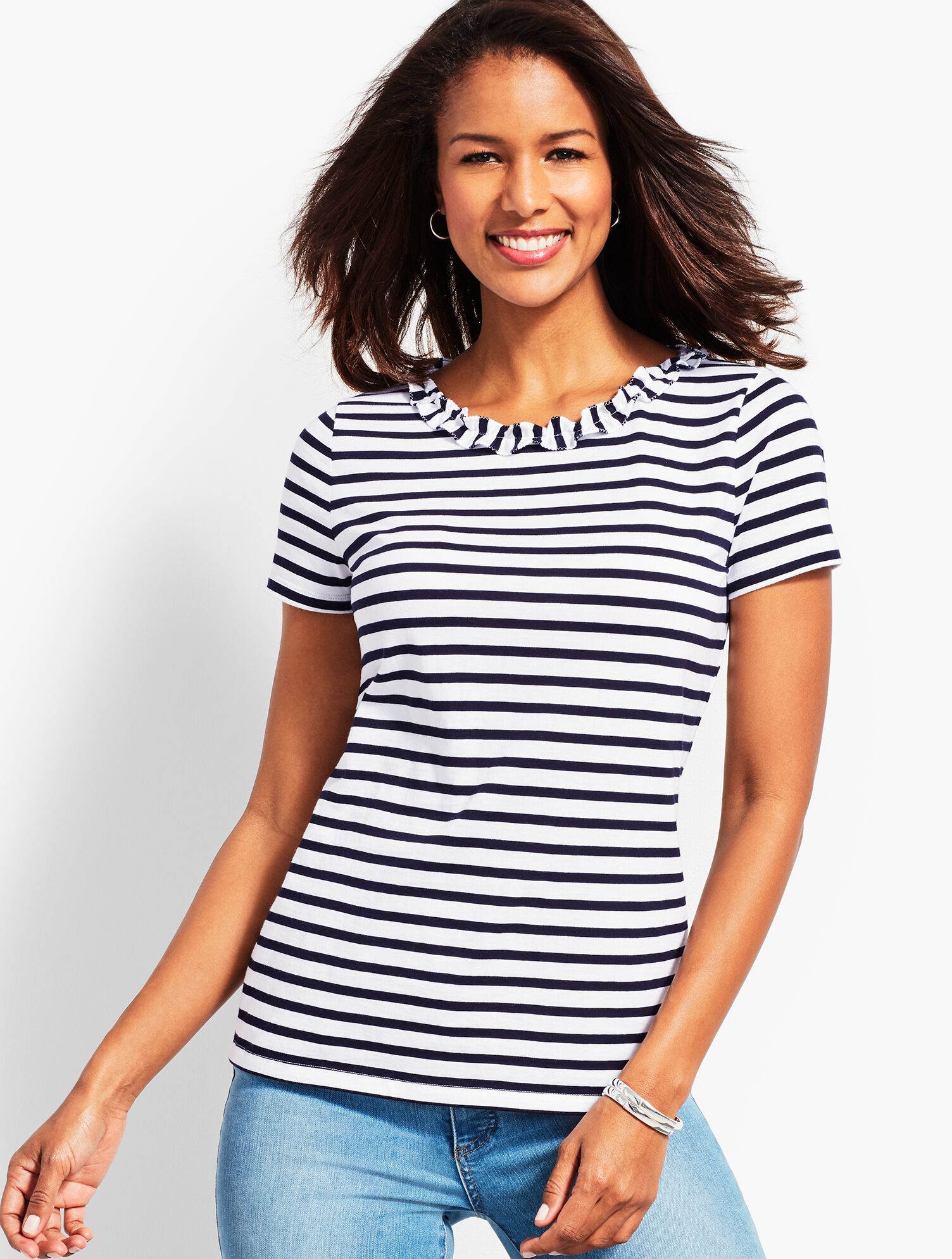 Pima Cascade Crewneck Tee-Hartswell Stripe