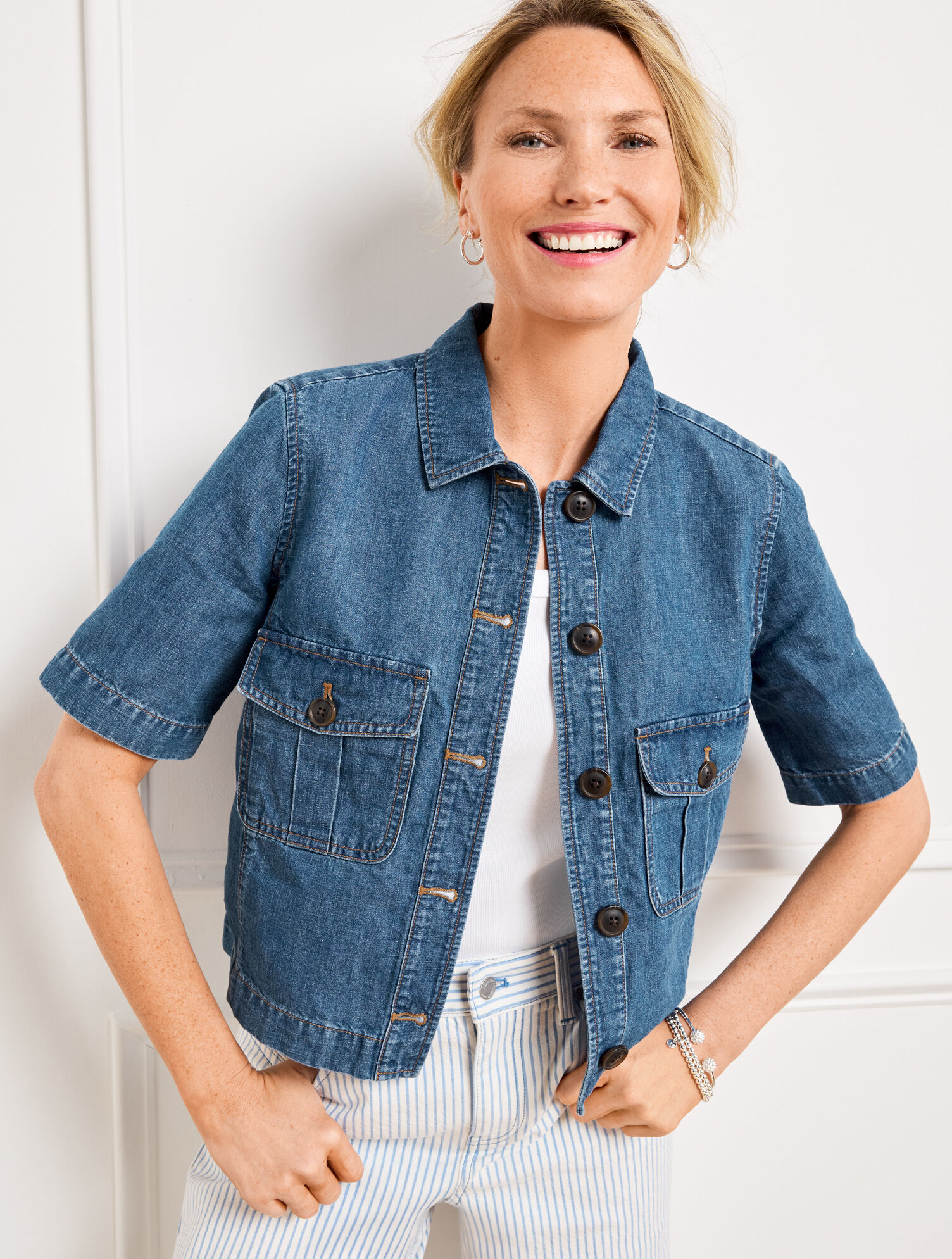 Short Sleeve Jean Jacket - Lucia Wash