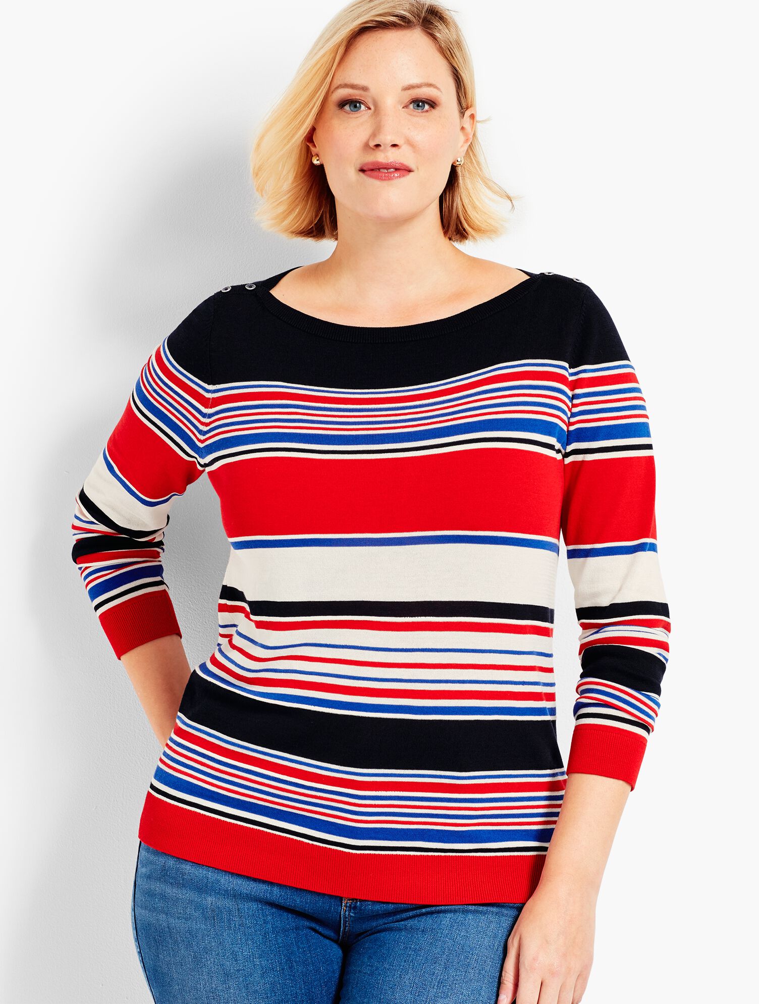 Stripe Bateau-Neck Sweater