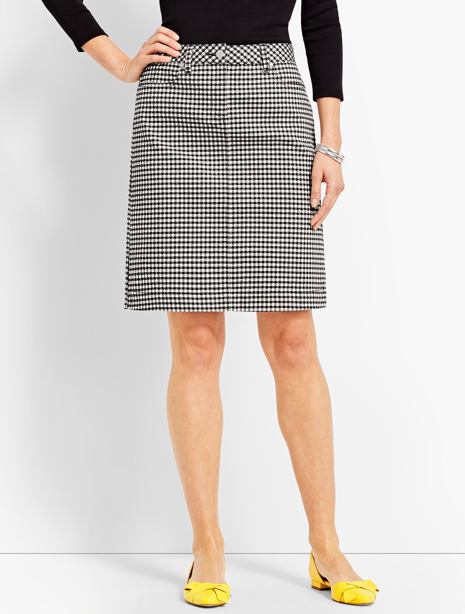 Denim Pencil Skirt - Gingham