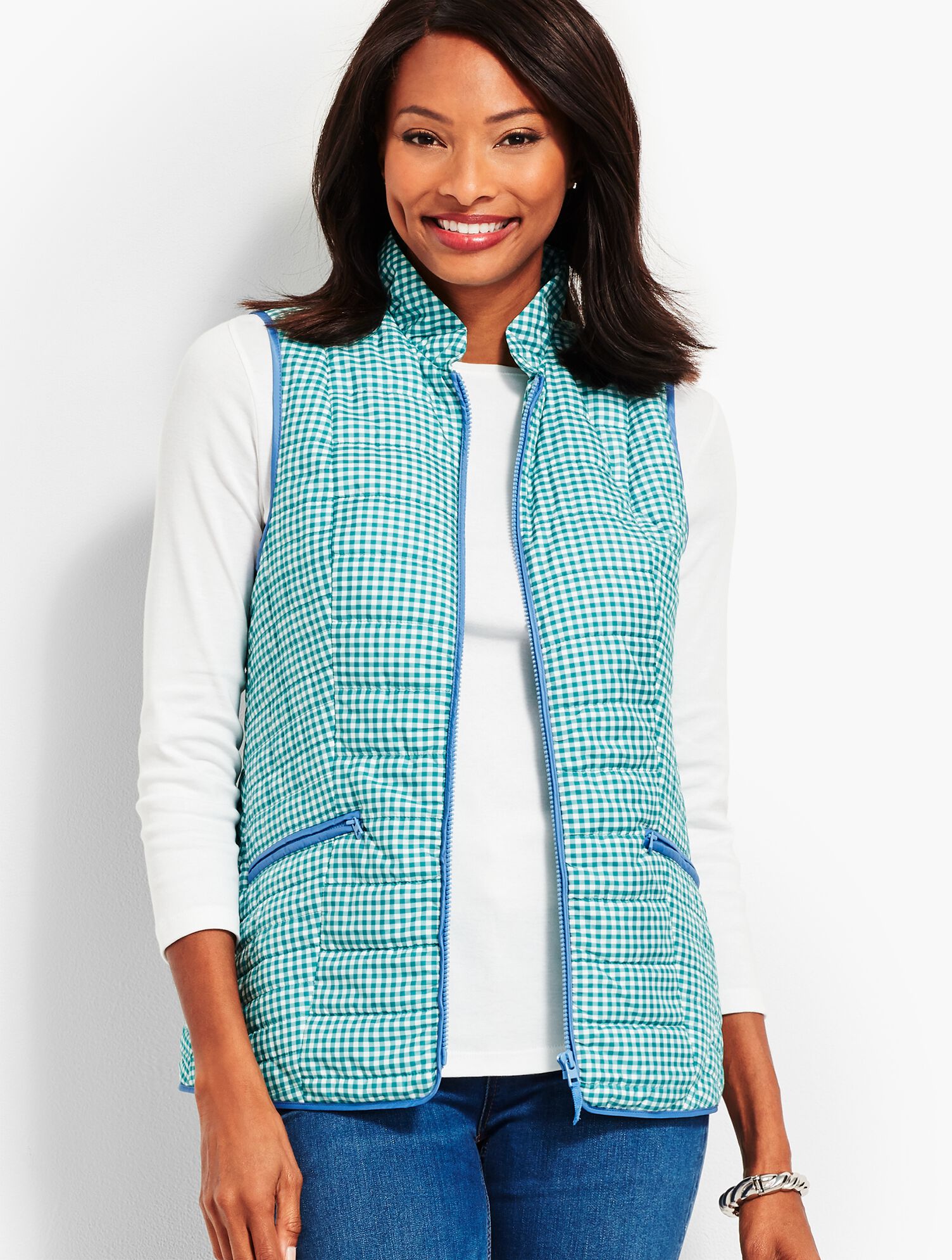 Quilted Gingham Vest