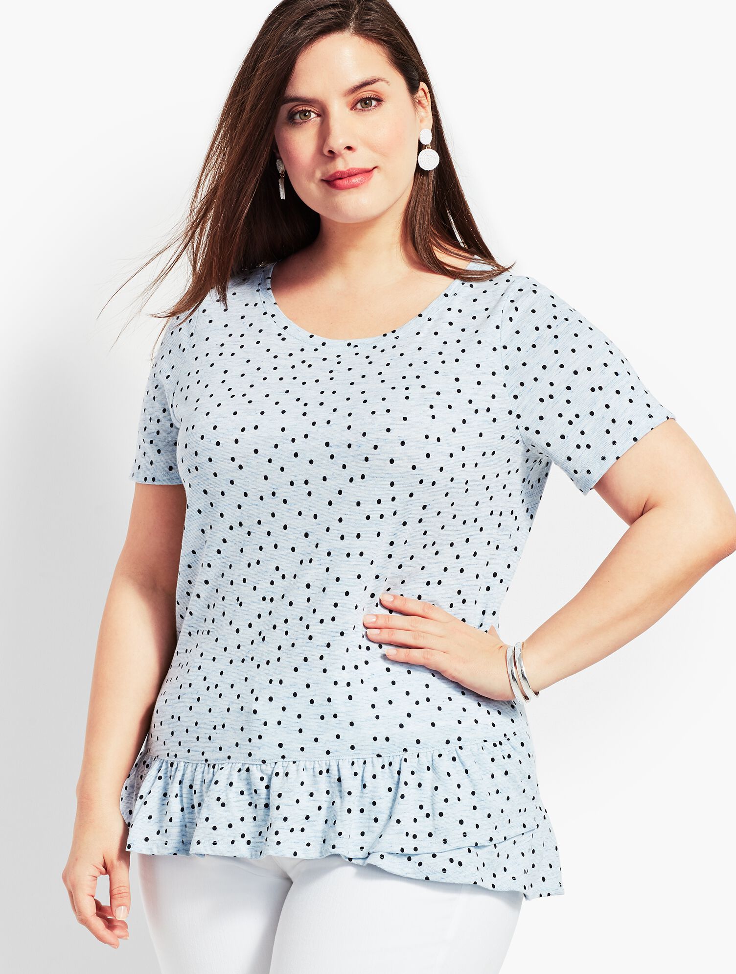 Martinique Dot Tee With Ruffle