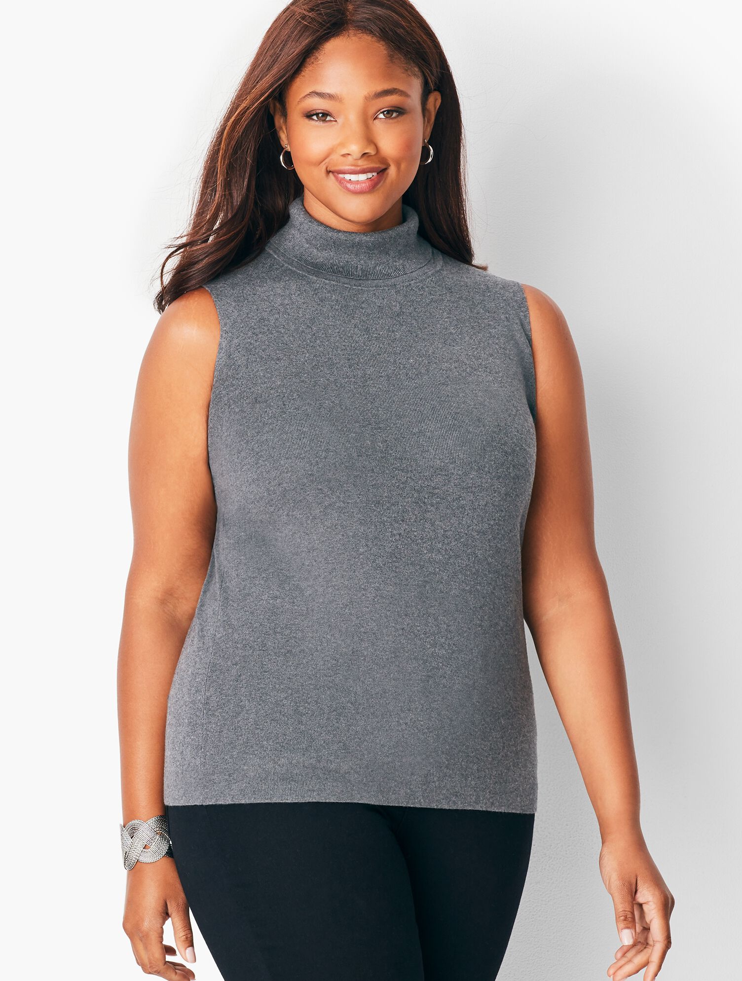 Smooth-Knit Turtleneck Shell