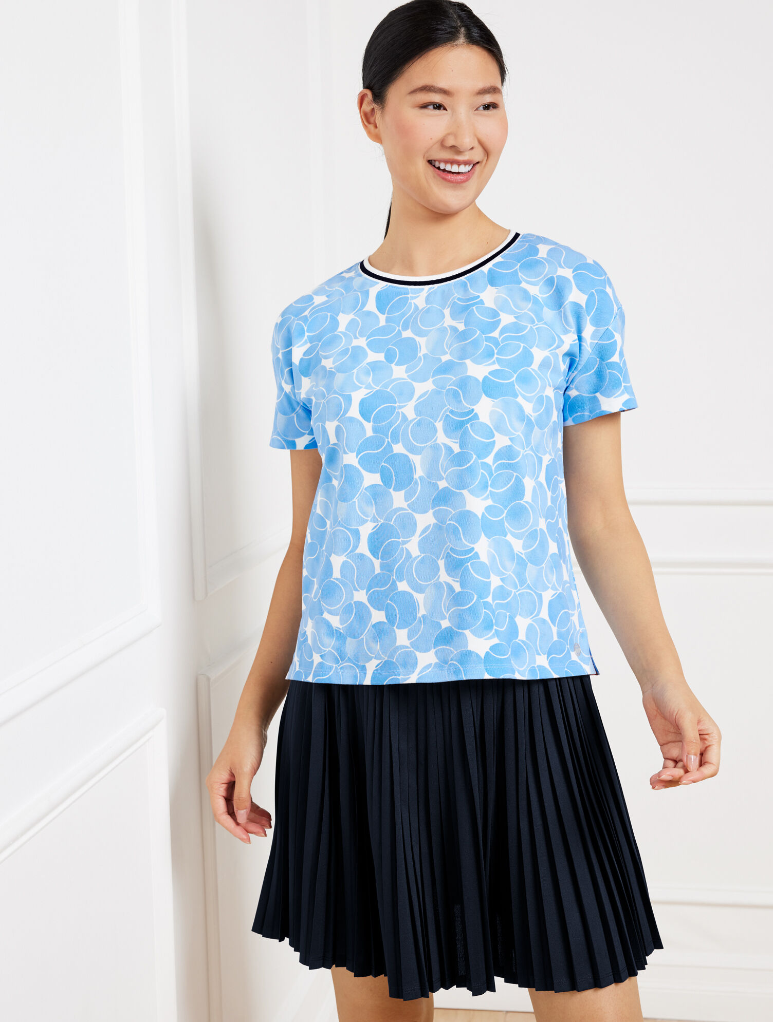 Piqu&eacute; Boxy Crewneck Tee - Tennis Toss