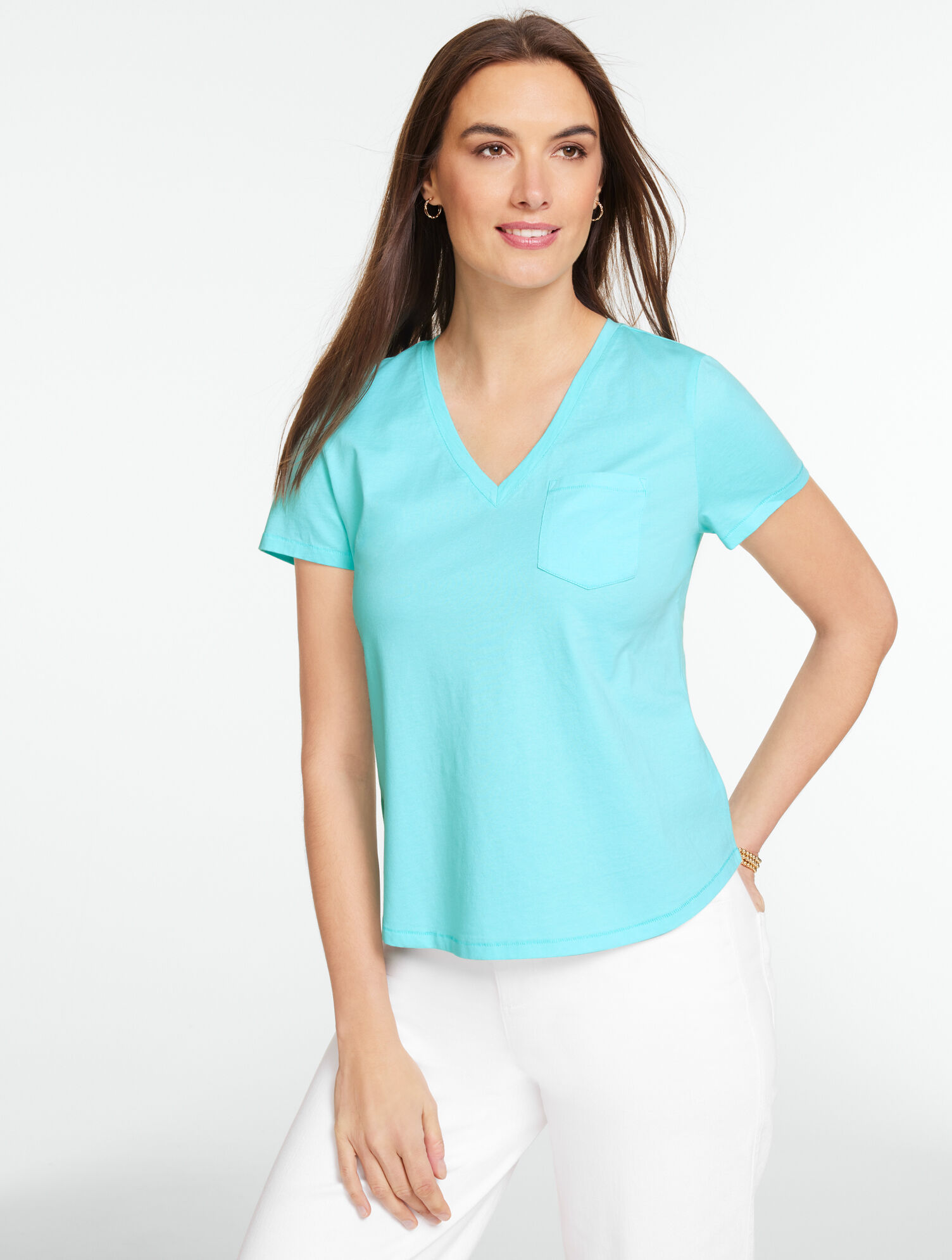 Patch Pocket Short Sleeve V-Neck Tee
