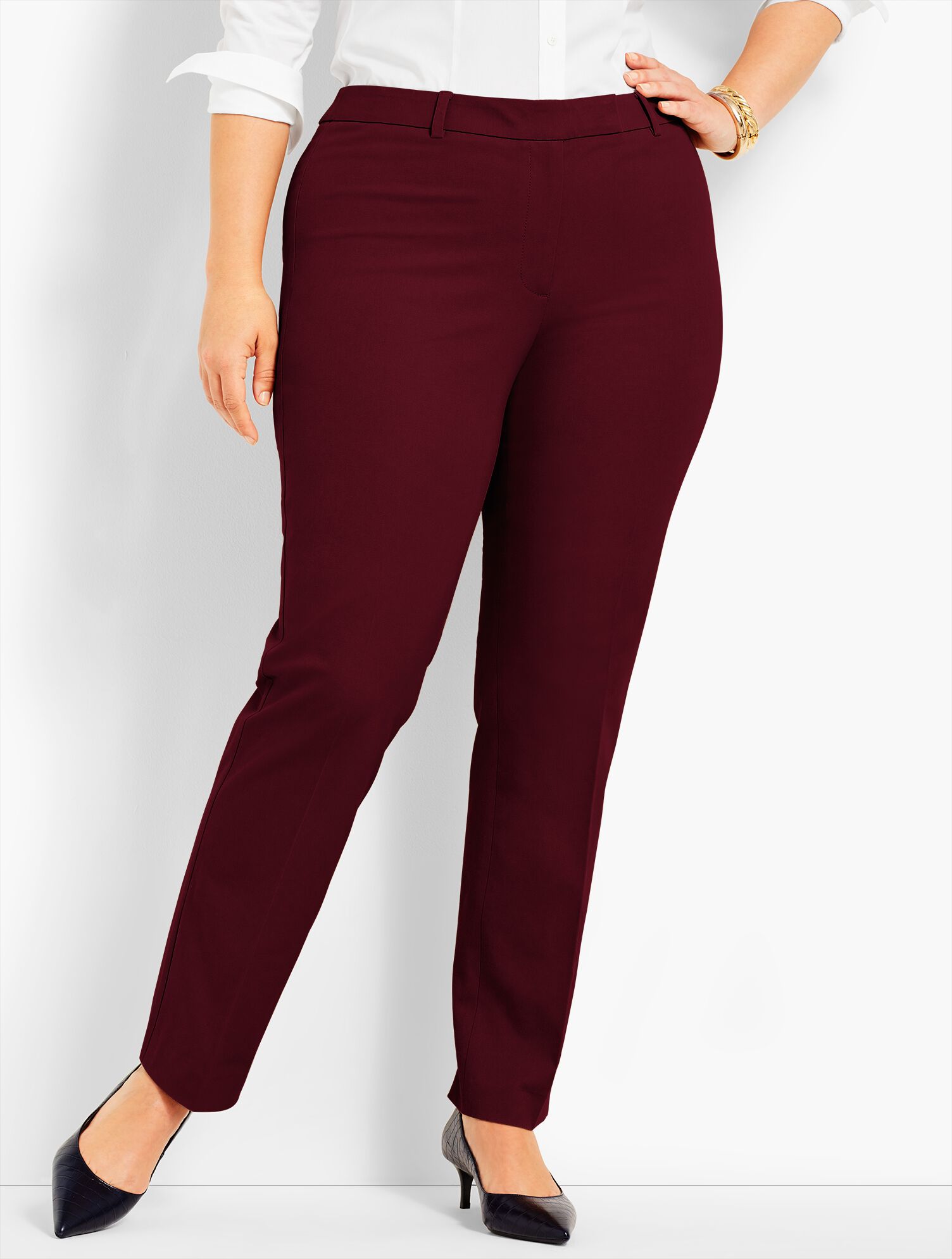 Bi-Stretch High-Waist Straight-Leg Pant
