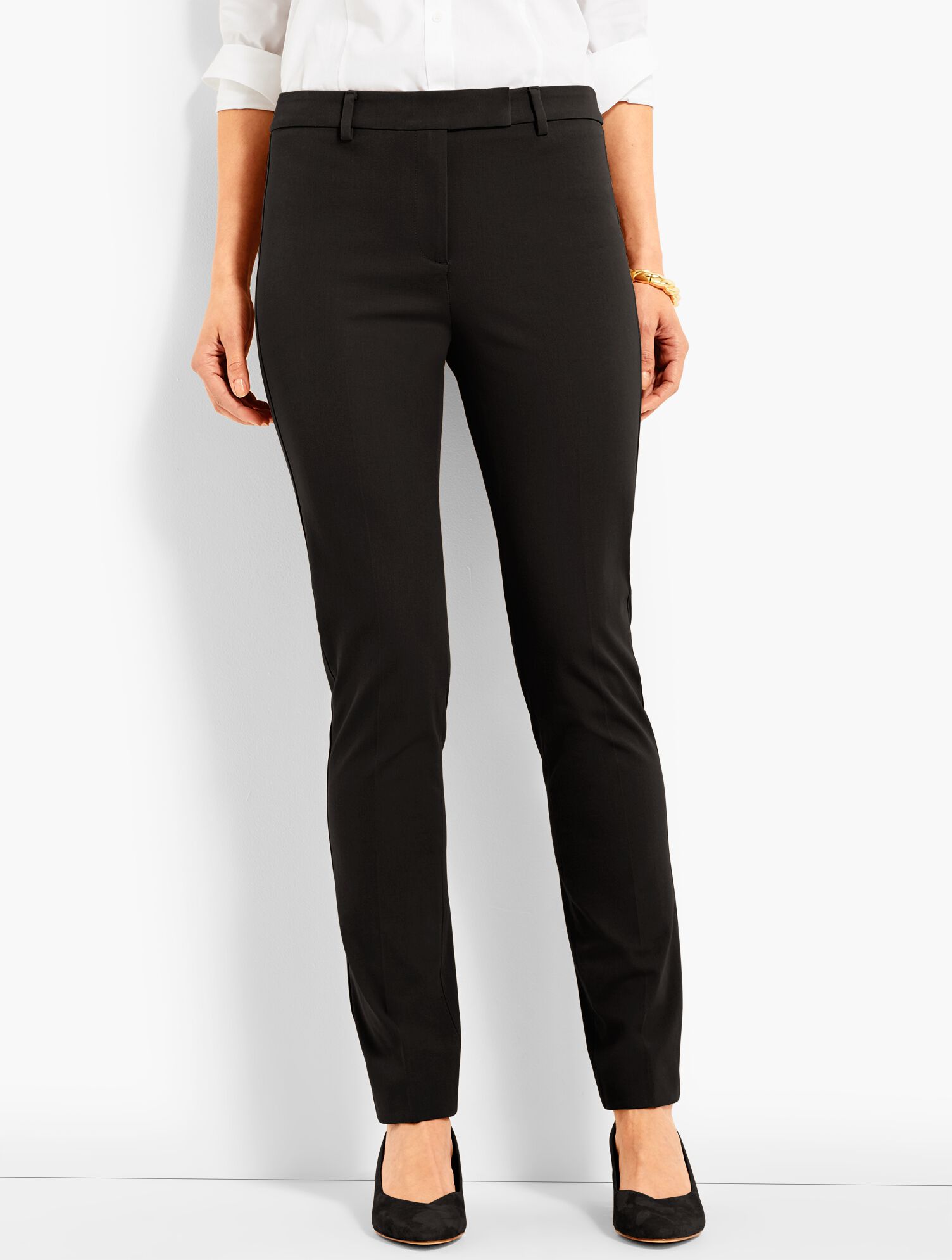 Bi-Stretch High-Waist Straight-Leg Pant