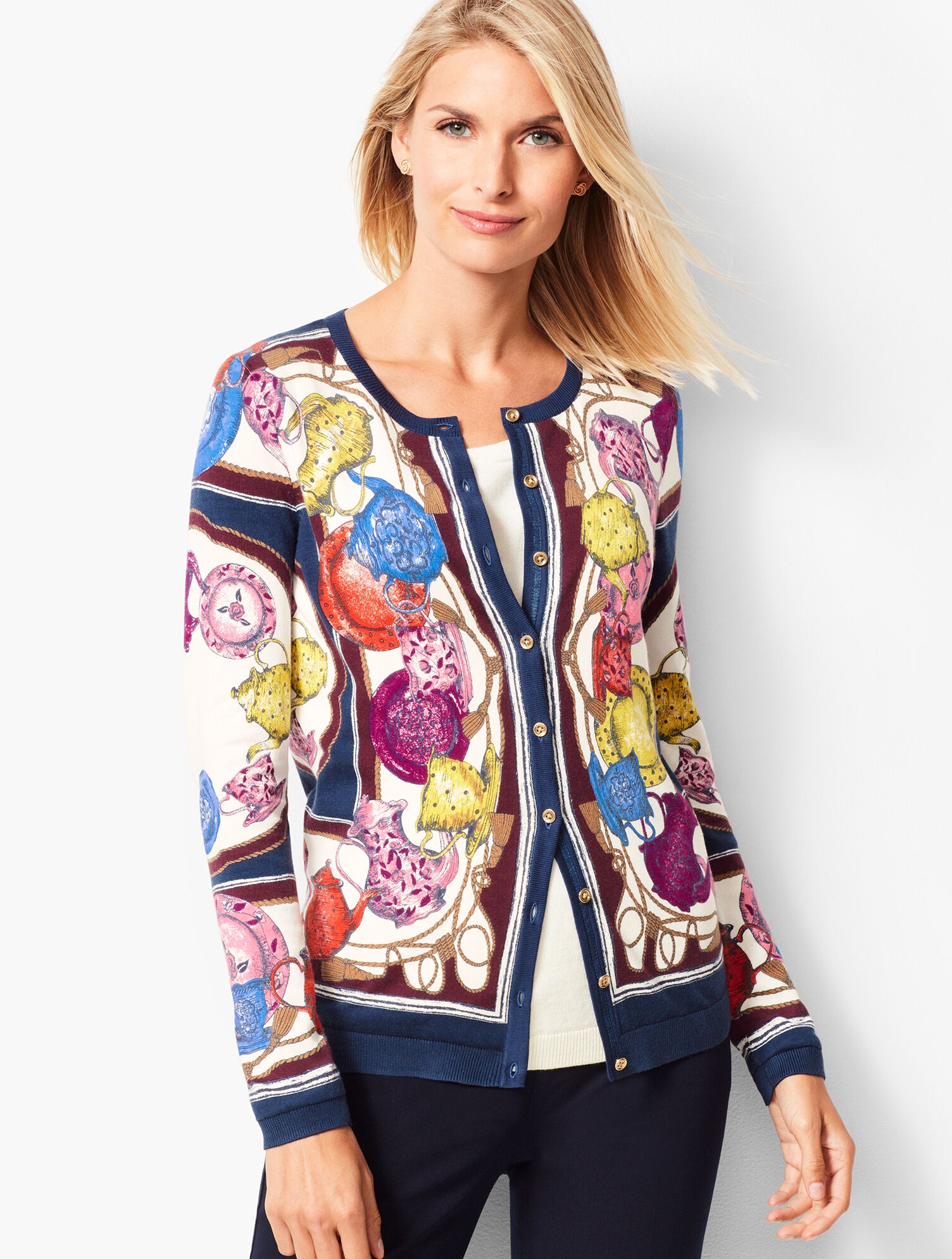 Charming Cardigan - Tea Party Print