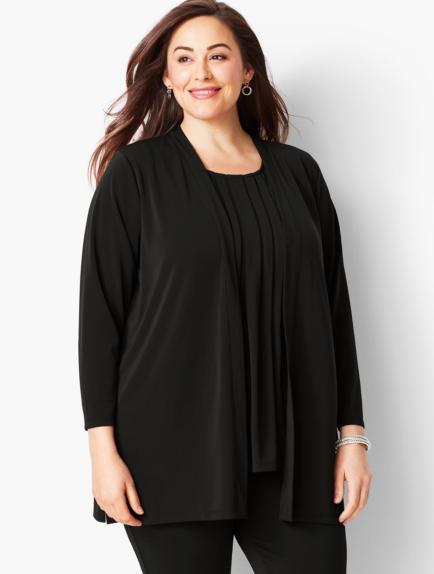 Plus Size Knit Jersey Open Cardigan