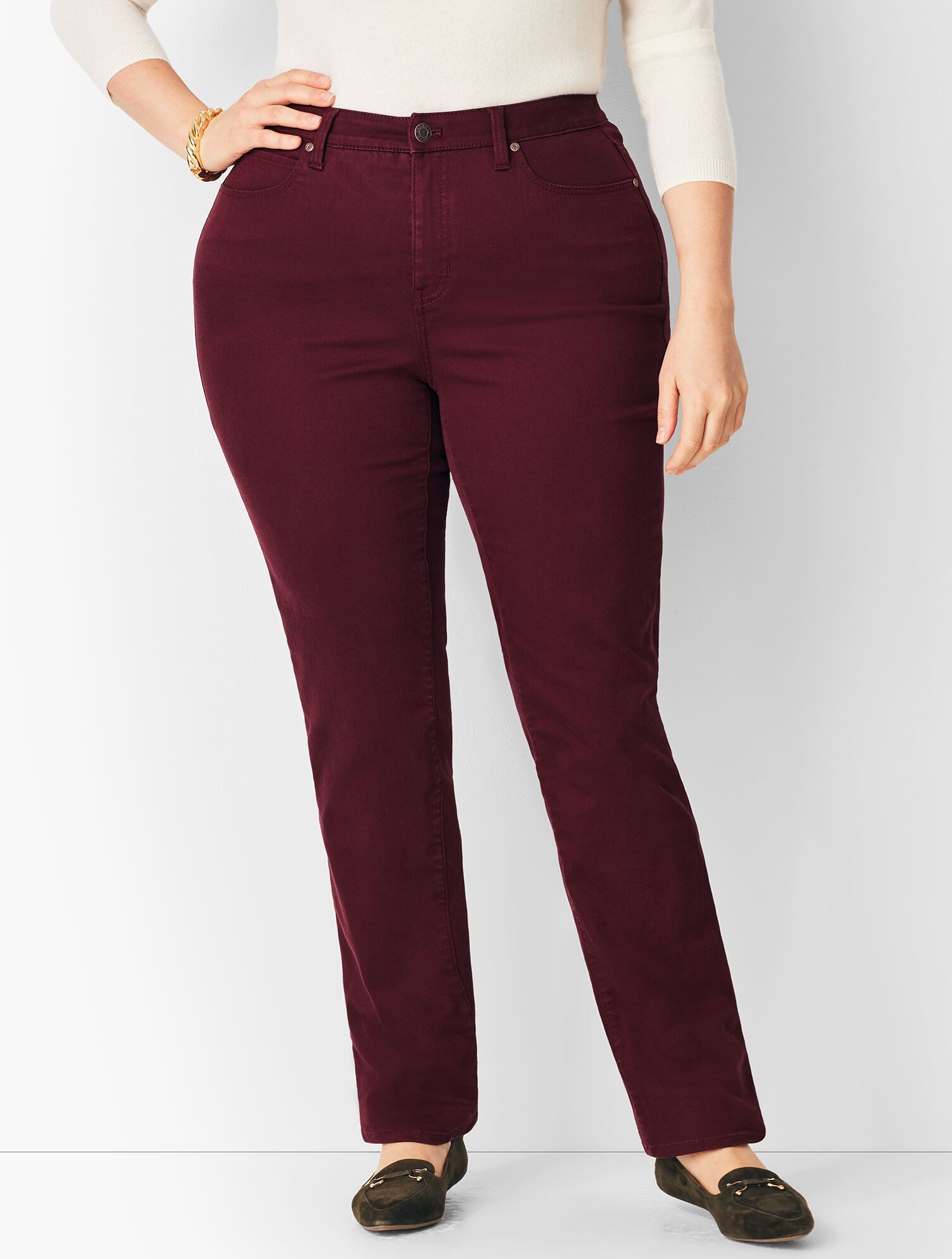 Plus Size High-Rise Straight-Leg Jeans - Merlot/Curvy fit