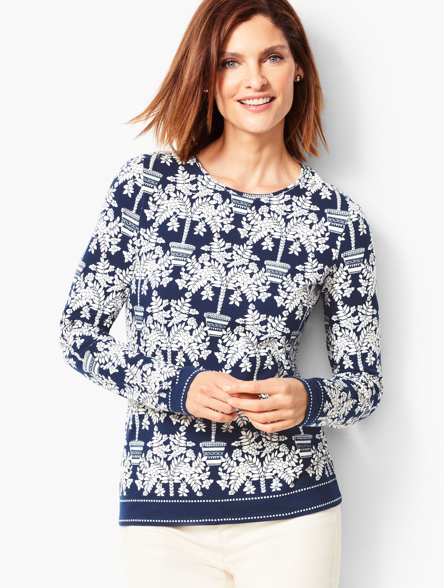 Novelty Long-Sleeve Crewneck - Potted Plants