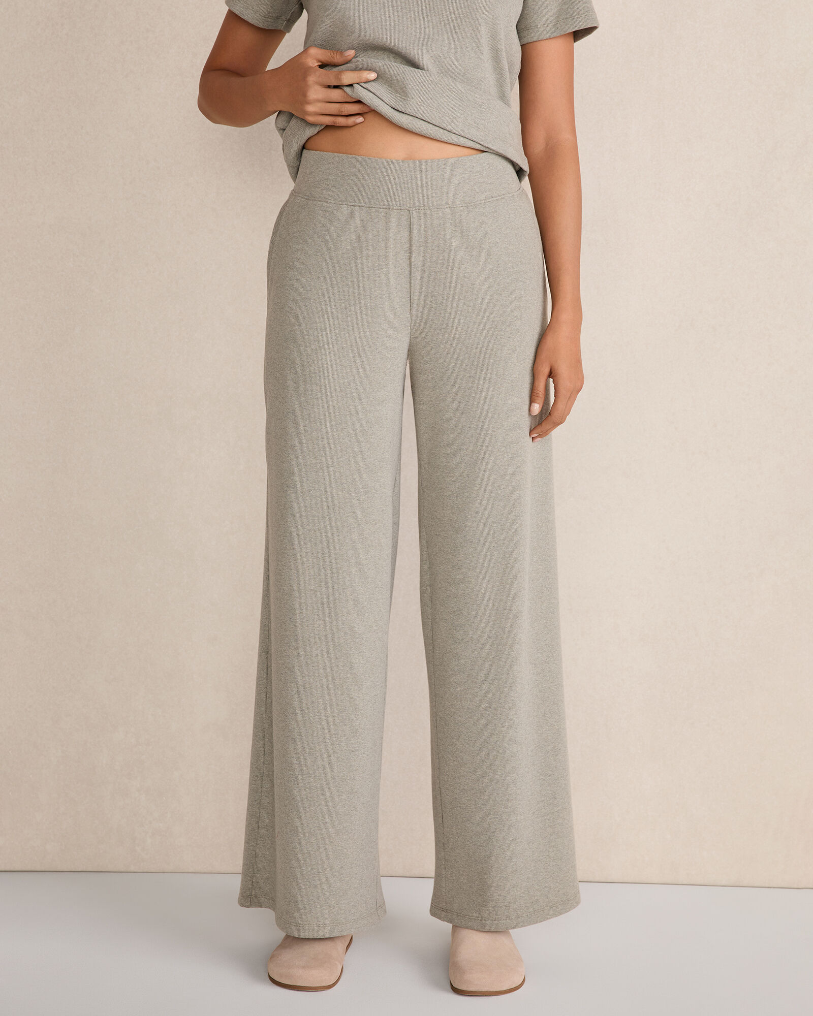 Resti Organic Cotton Rib Knit Wide Leg Pants