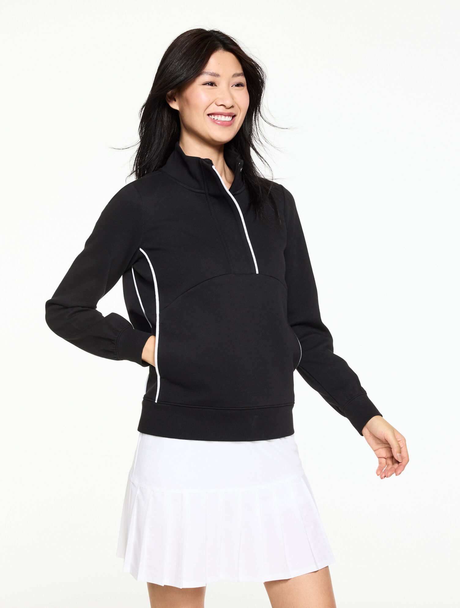 Piqu&eacute; Half-Snap Pullover - Piped