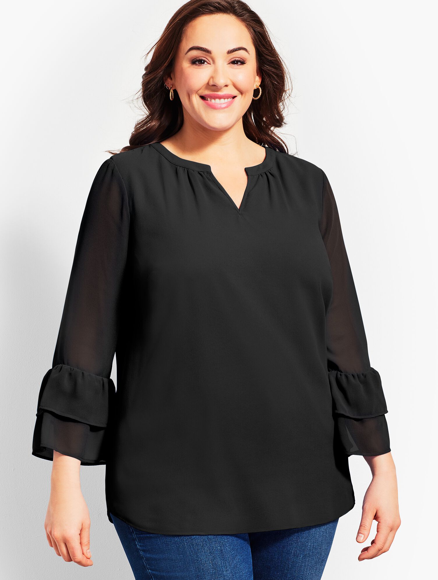Split Neckline Popover Shirt