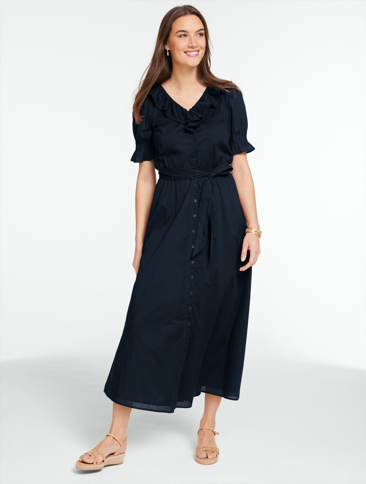 Voile Fit &amp; Flare Shirtdress