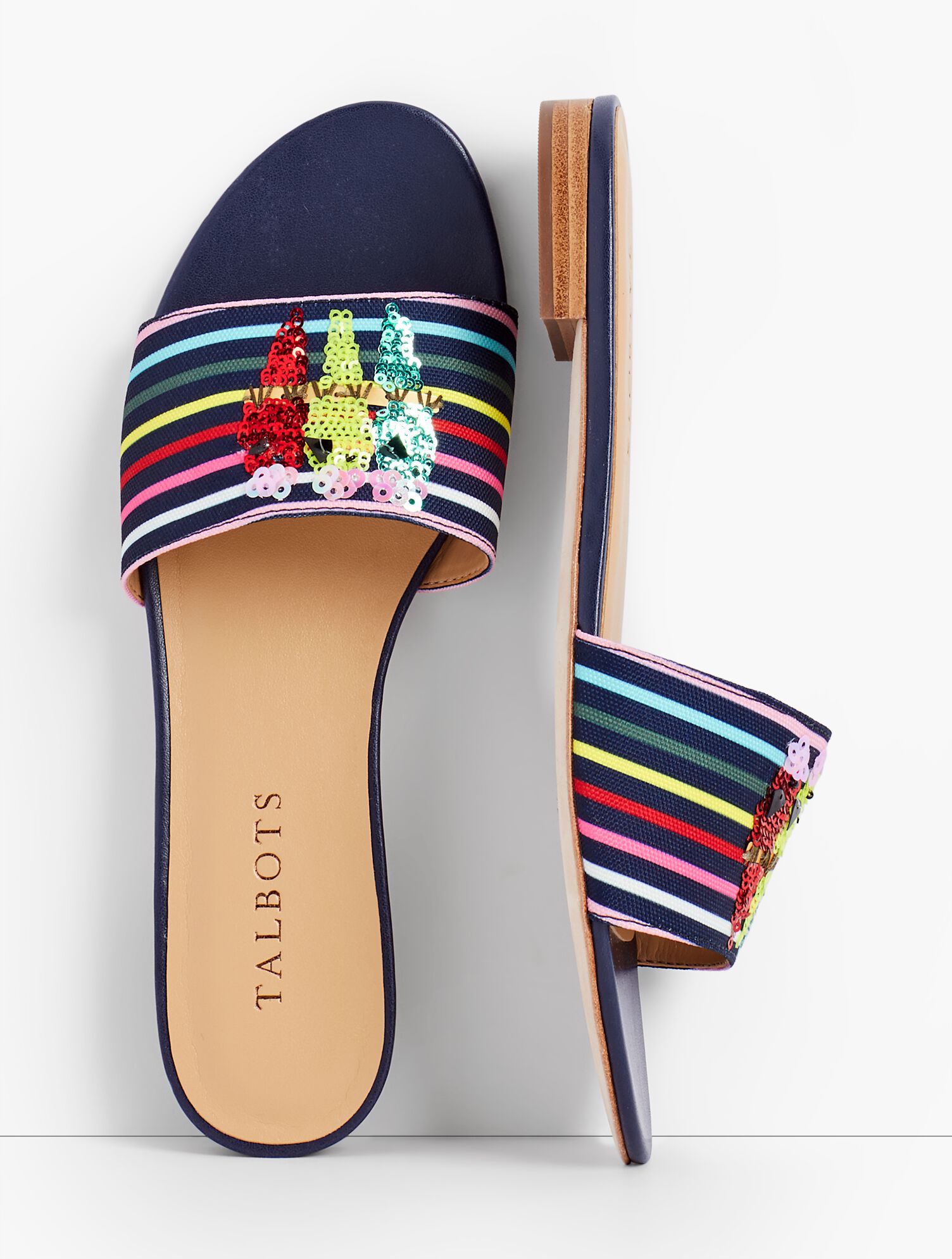 Keri Novelty Slide Sandal - Parrot Embroidery