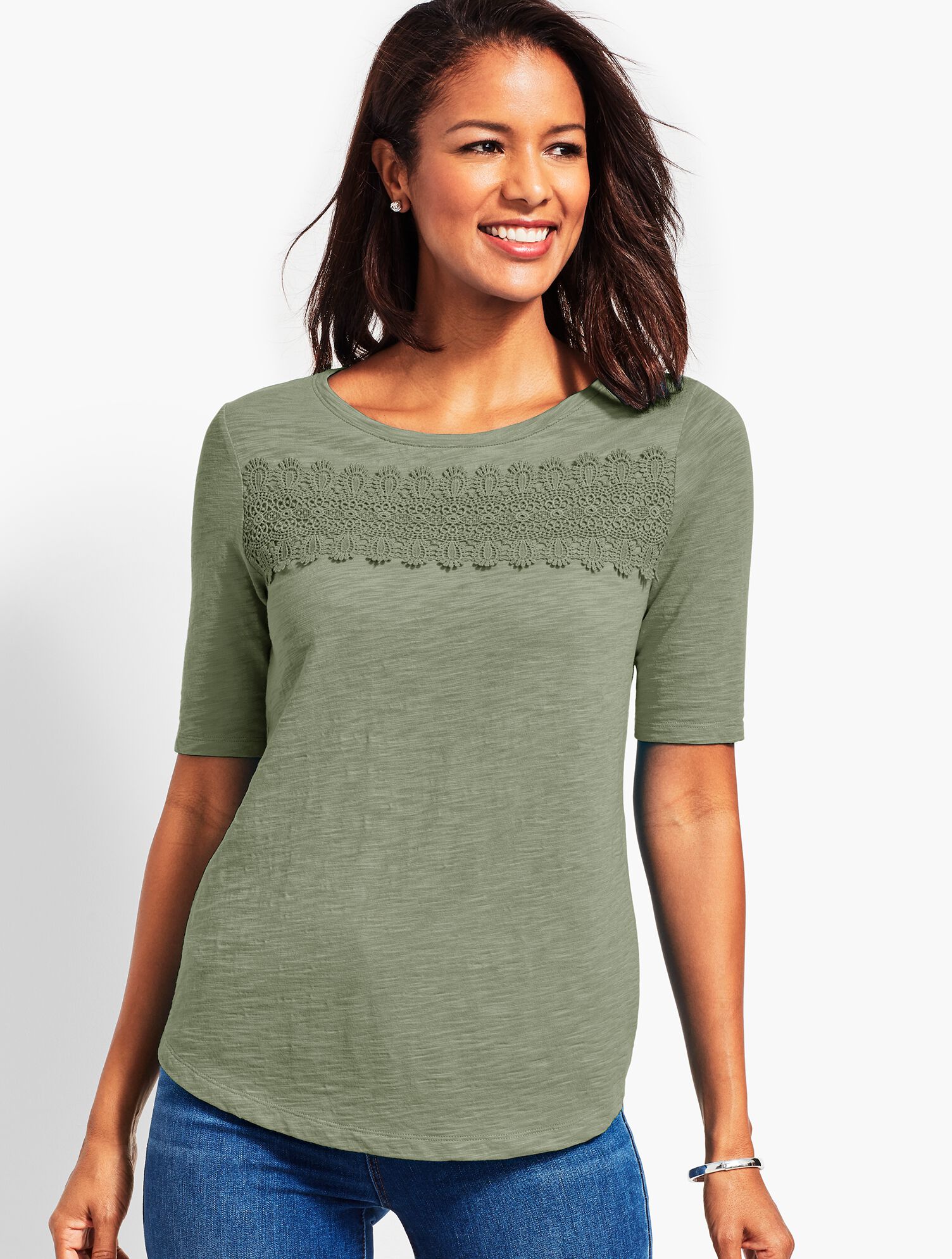 Charleston Lace Boatneck Tee