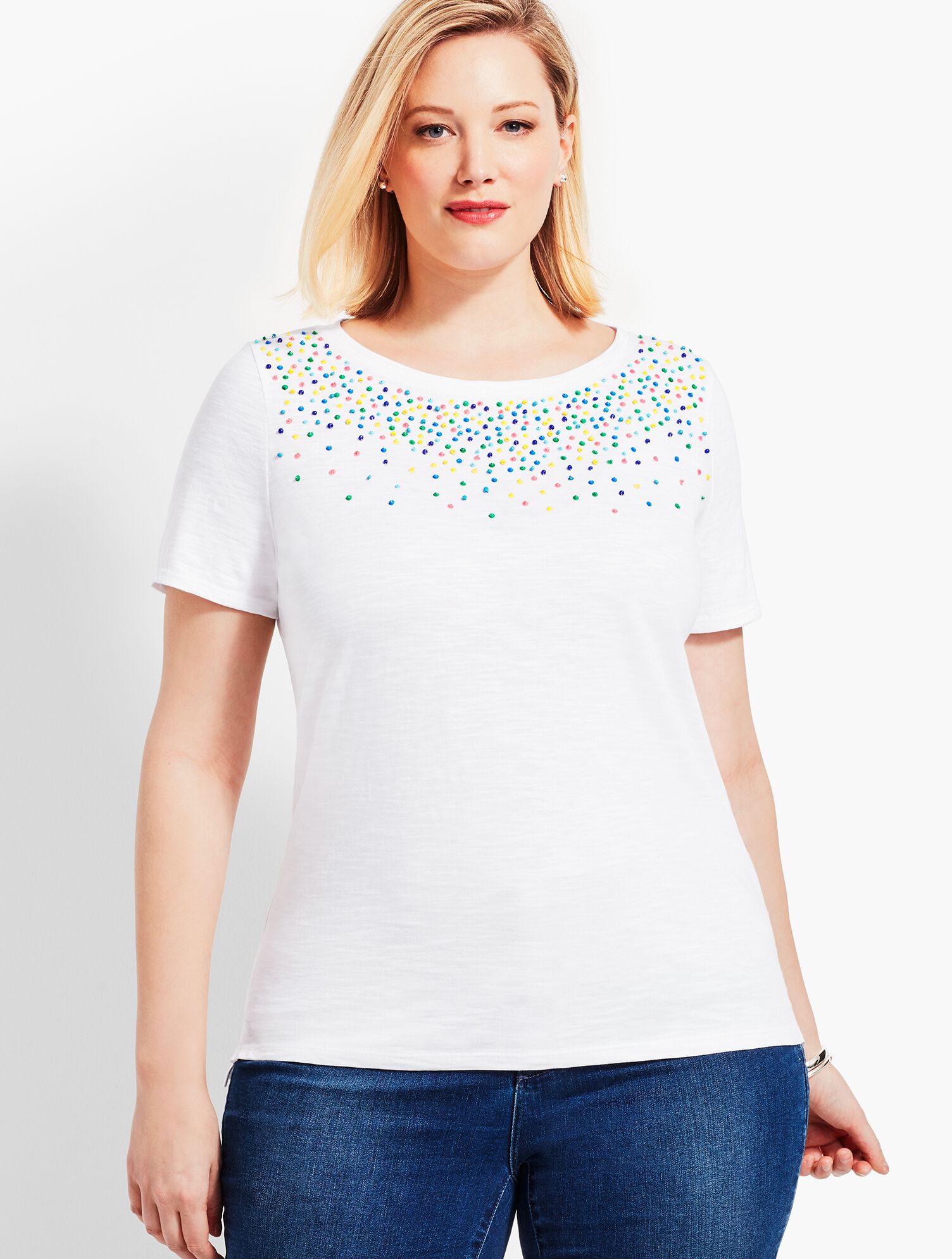 Confetti Sequin Ballet-Neck Tee