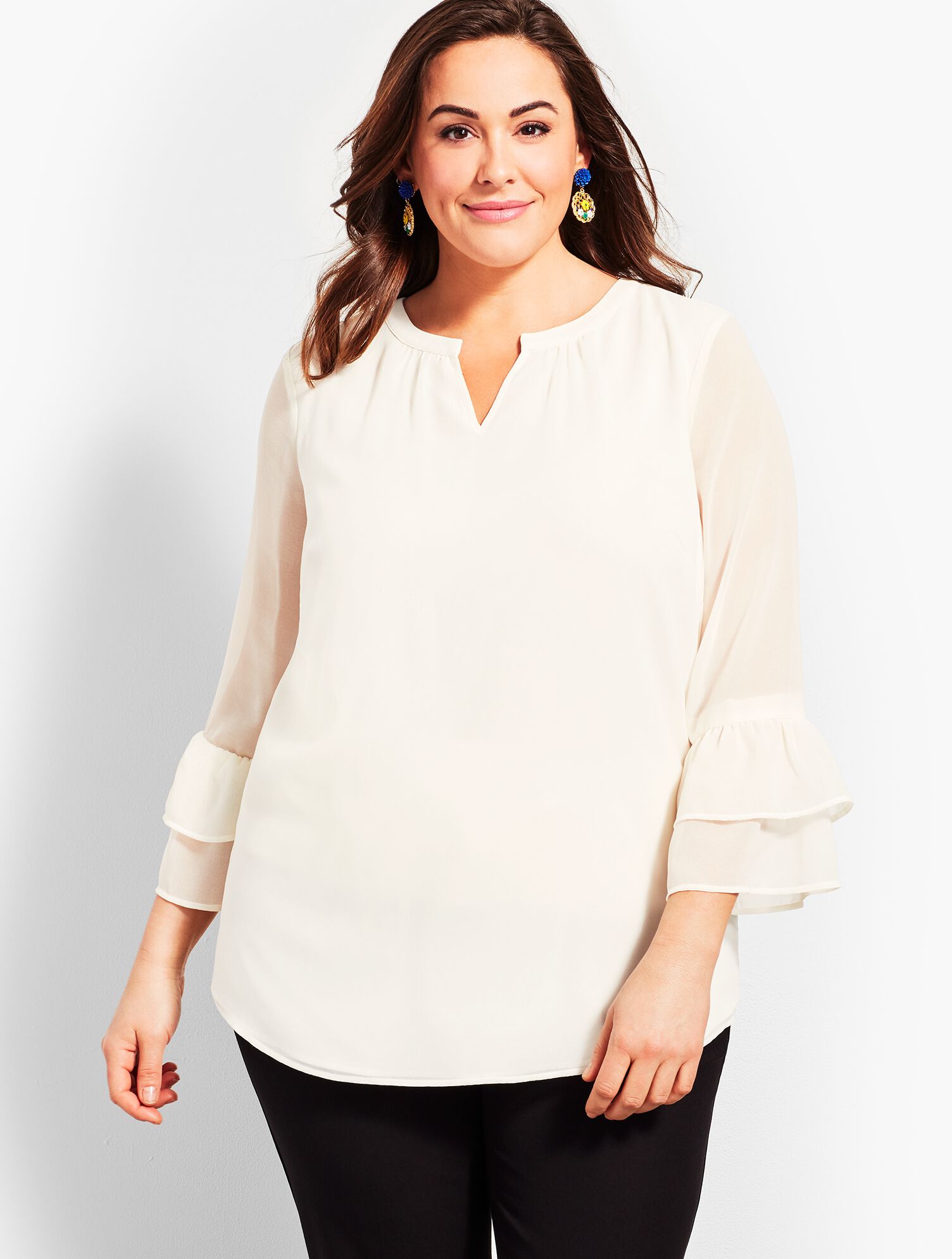 Split Neckline Popover Shirt