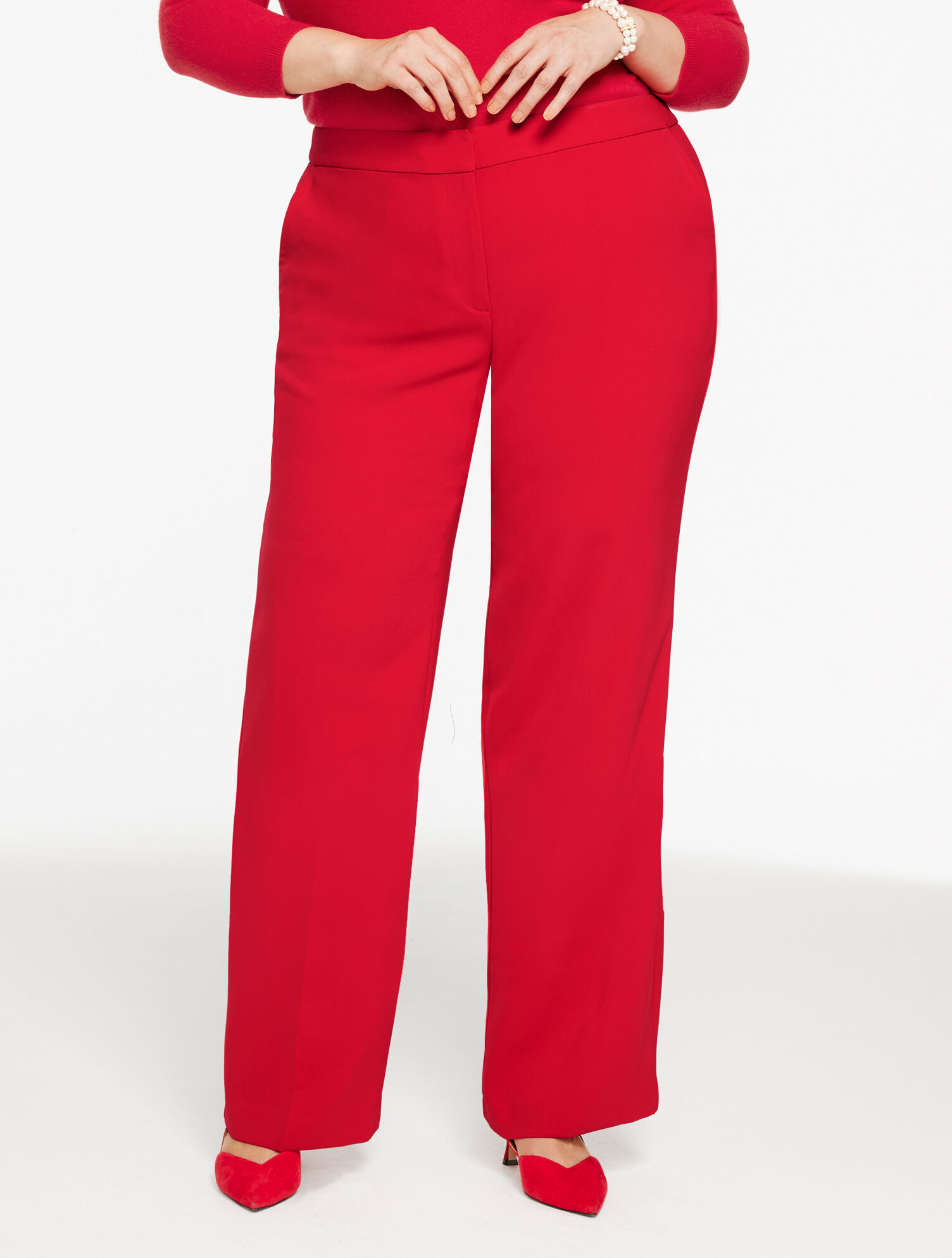 Plus Exclusive Wide Leg Stretch Crepe Pants