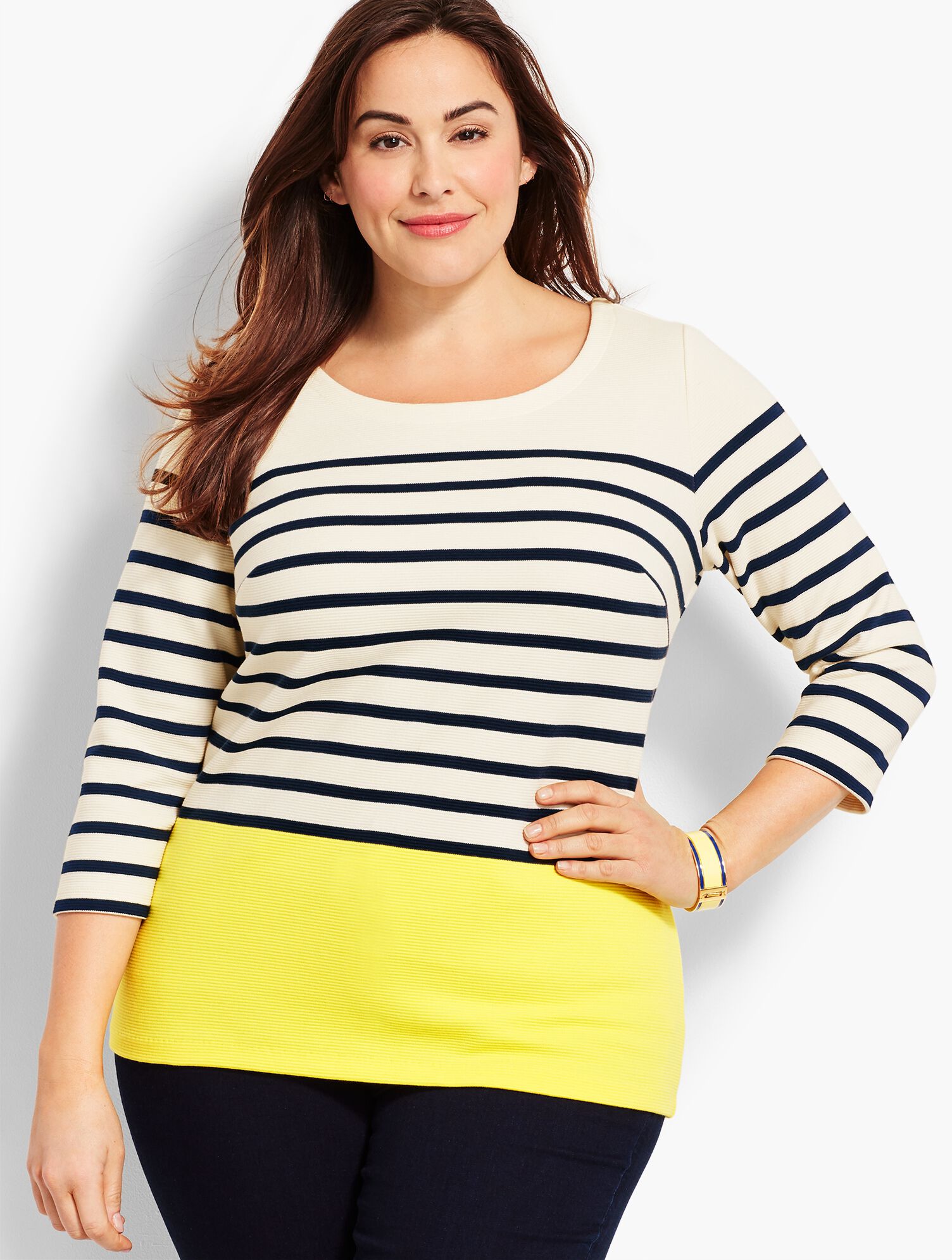 Bateau-Neck Stripe Top